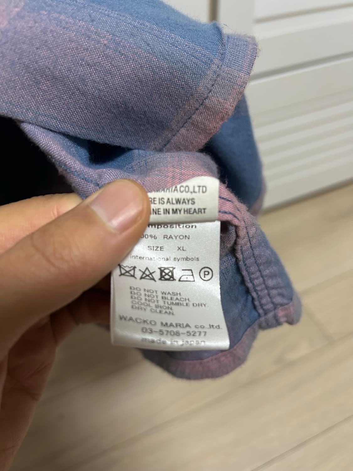 와코마리아 옴브레 체크 오픈카라 셔츠 XL 상품이미지3