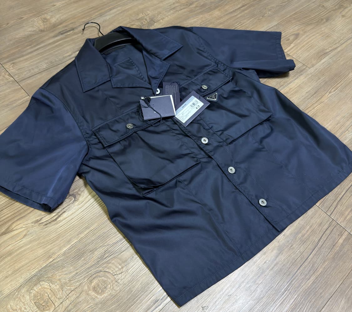 프라다 숏슬리브 리나일론 셔츠 네이비 L 상품이미지4