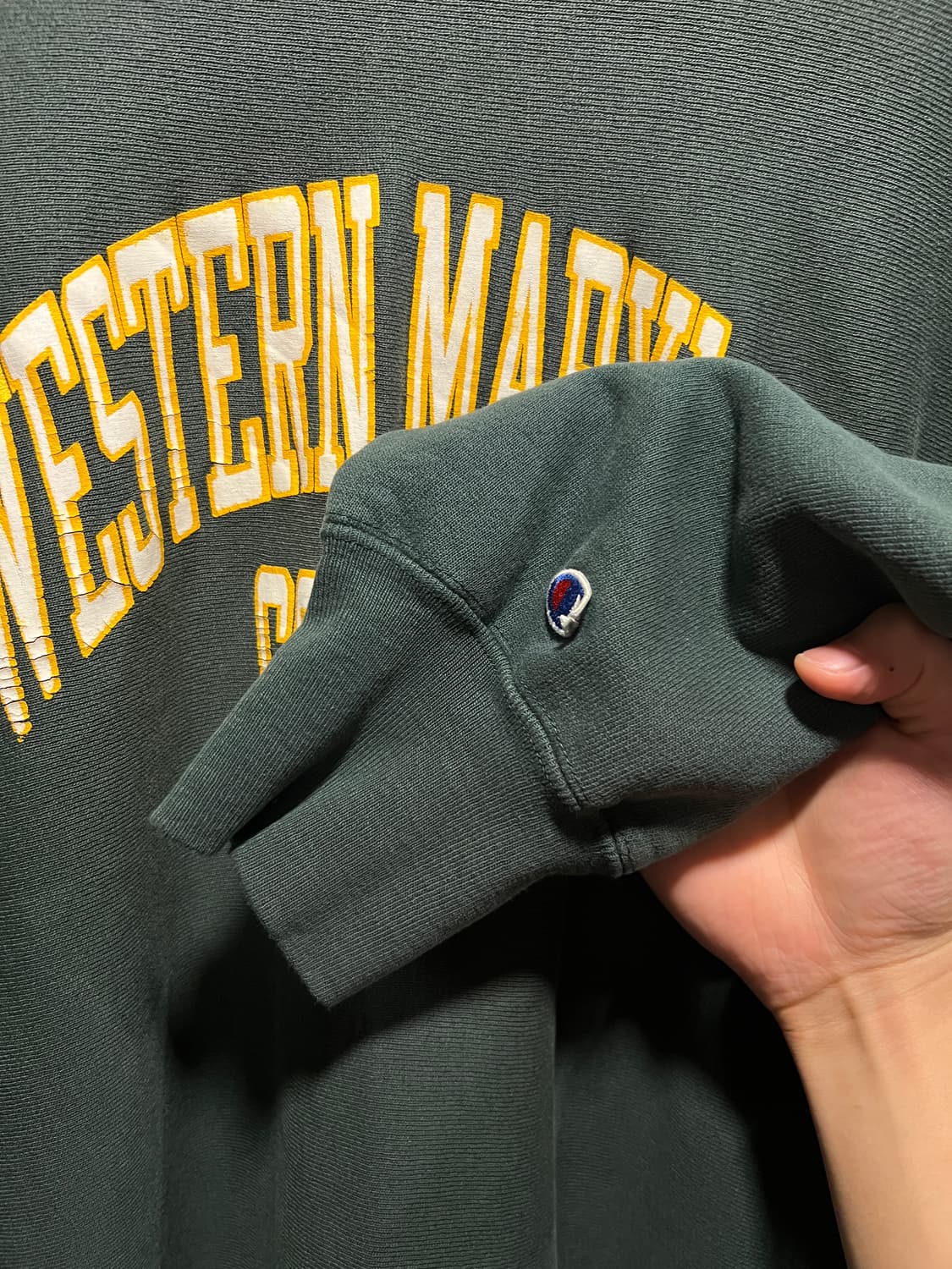 [XL]90's 챔피온 리버스위브 USA Made 빈티지 그린 스웻셔츠 상품이미지4