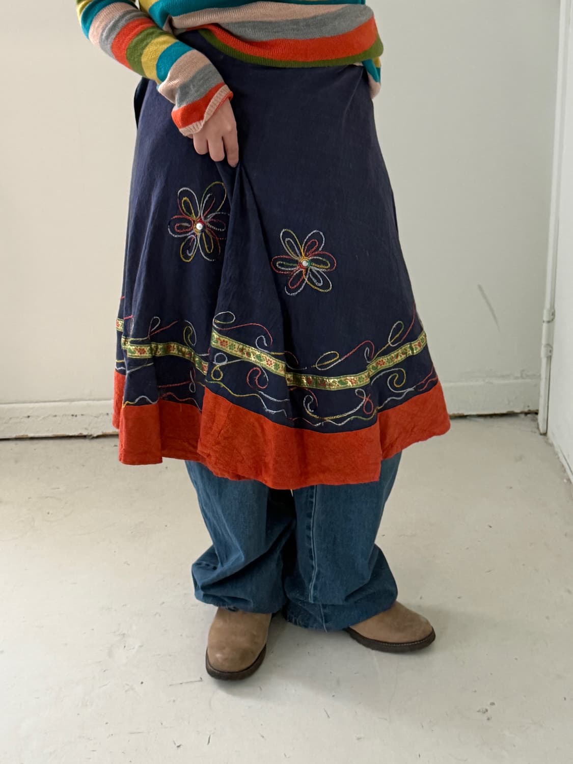 일본빈티지 모리 히피 자수 랩스커트  상품이미지8