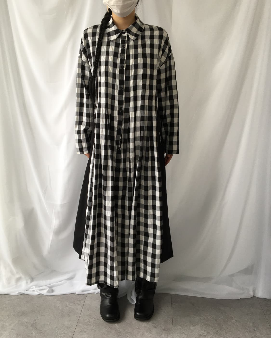 Flare line point check pattern shirt lon 상품이미지8