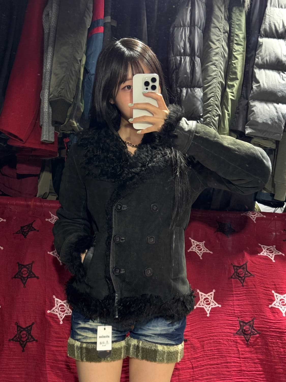 띠어리 스웨이드 양털 무스탕자켓 상품이미지1