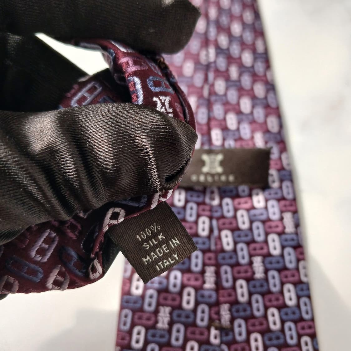 셀린느 실크 퍼플 트리오페 패턴 넥타이 9.3cm A+~A등급 E723
 상품이미지9