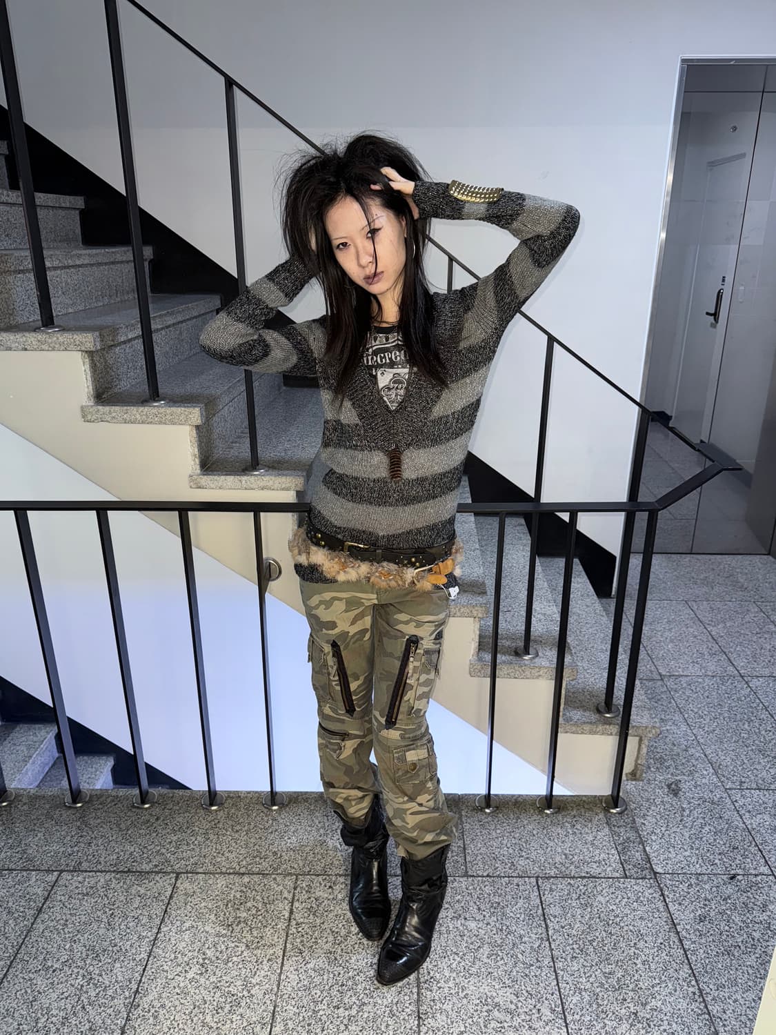 camo cargo bootcut pants 상품이미지1