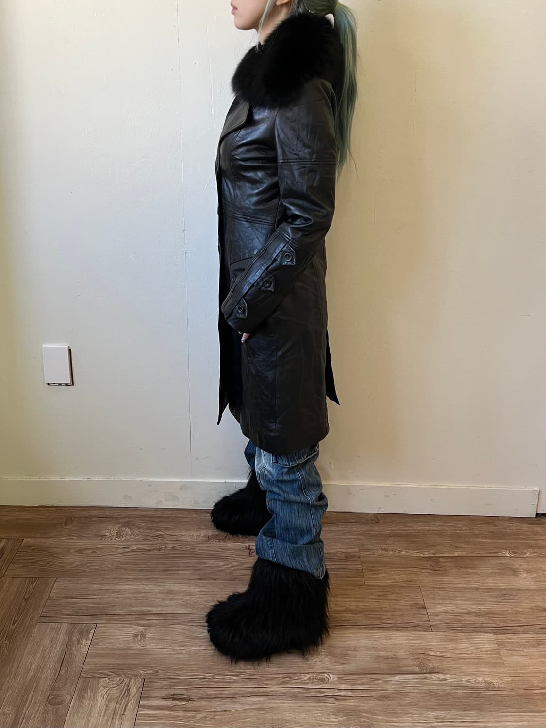 LAGERFELD x SAGA FOX 퍼 레더 자켓  상품이미지7