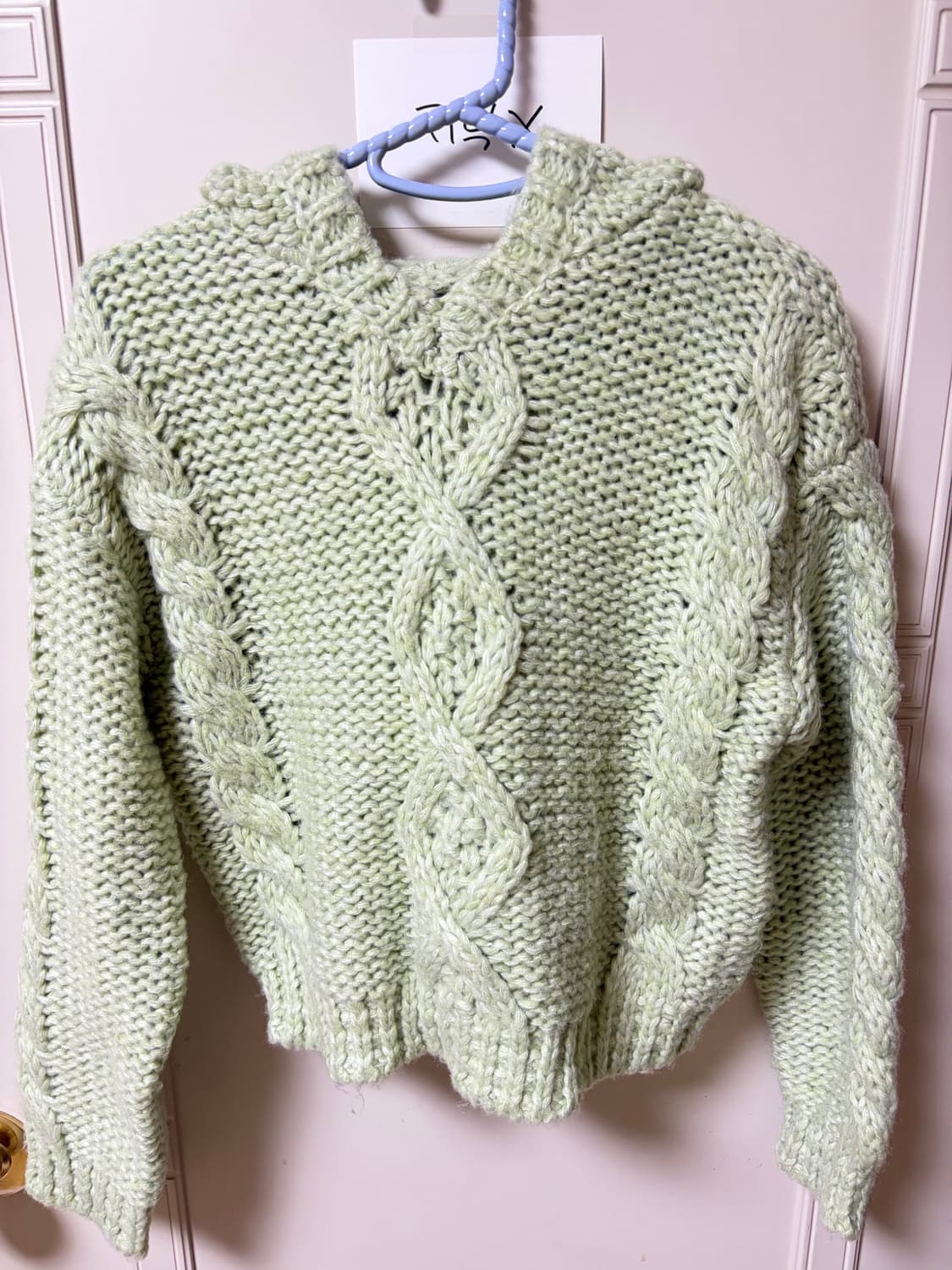 자라 zara 니트 후드 스웨터 후드 말차색 상품이미지1