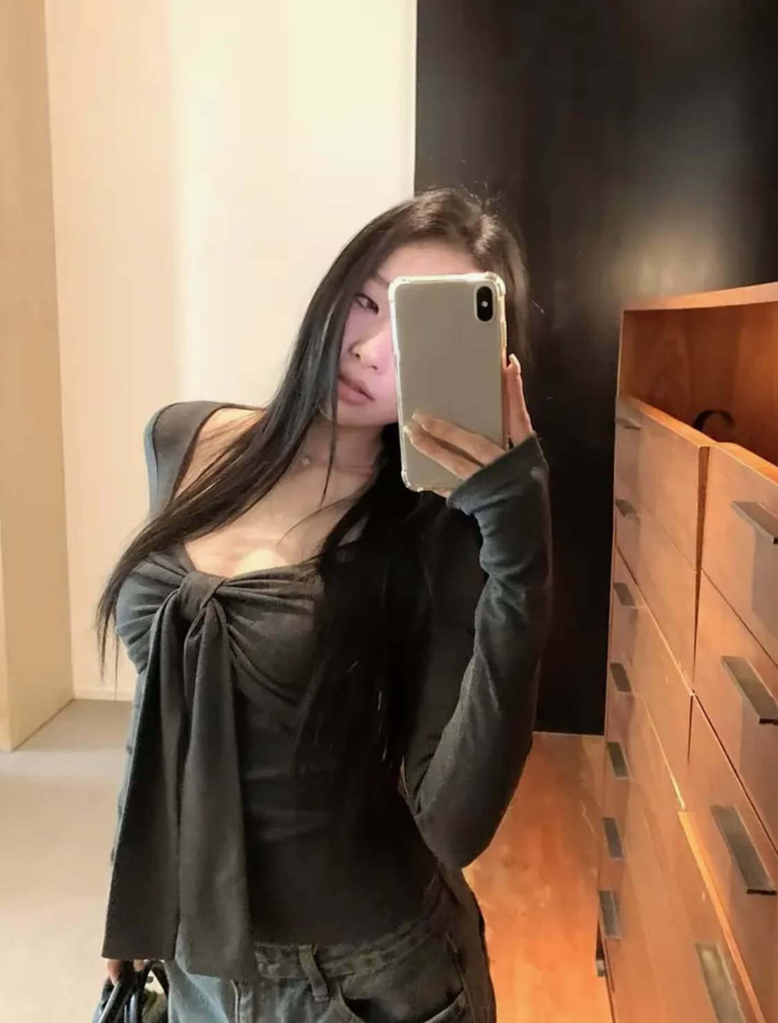 Y2k 갸루 리본 셔링 티셔츠. 새상품 상품이미지3