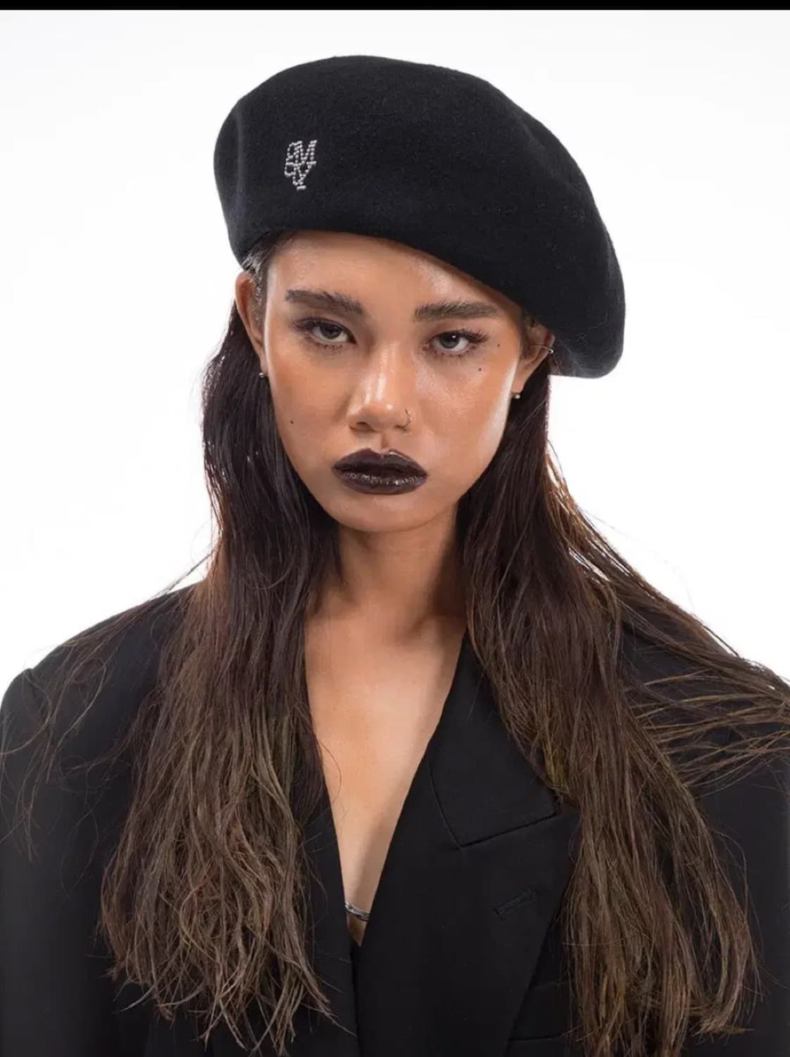 Gimmetheyoung 김미더영 큐빅로고 블랙 베레모 상품이미지6