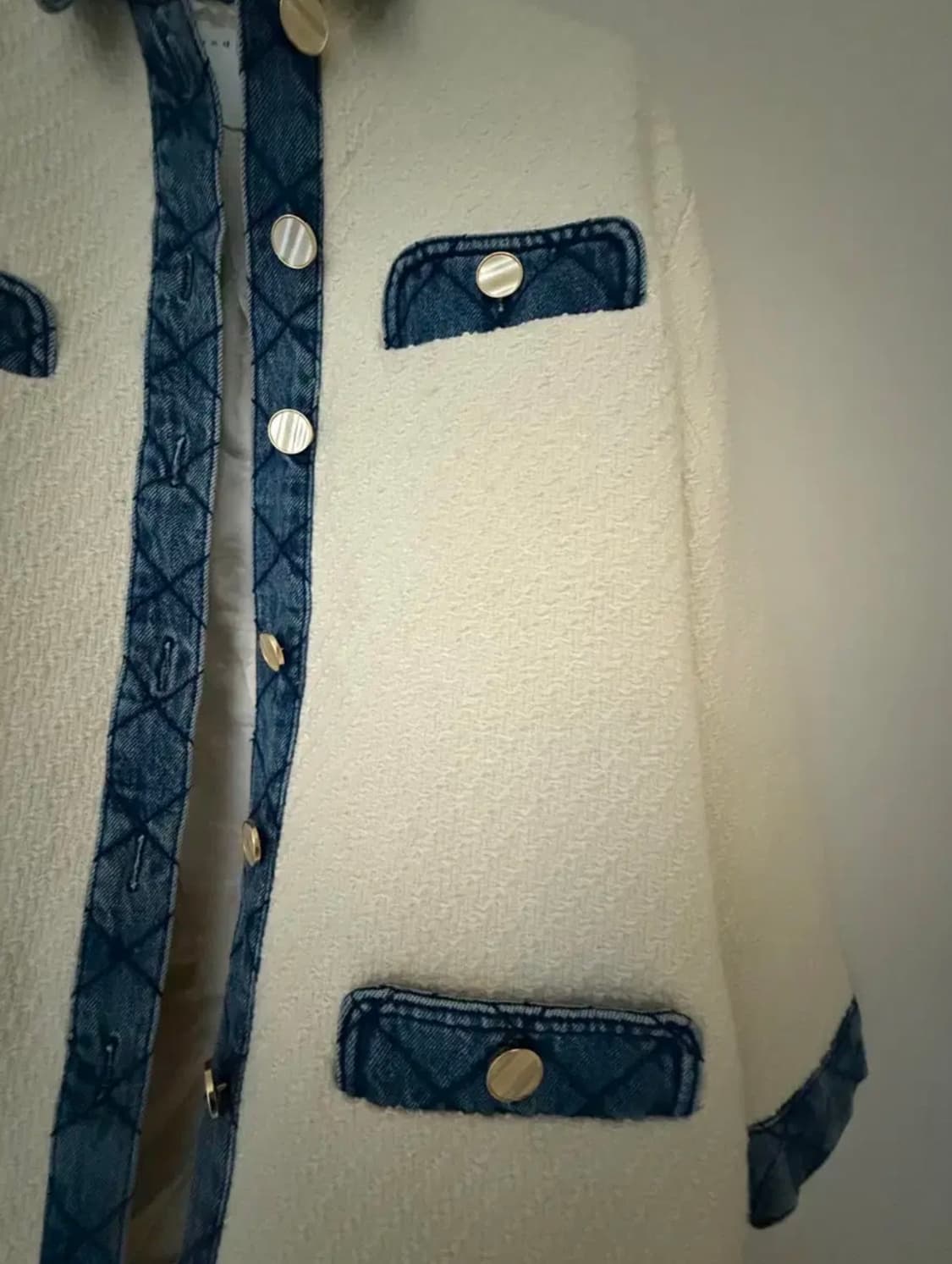 산드로 화이트 데님 트리밍 자켓 상품이미지8