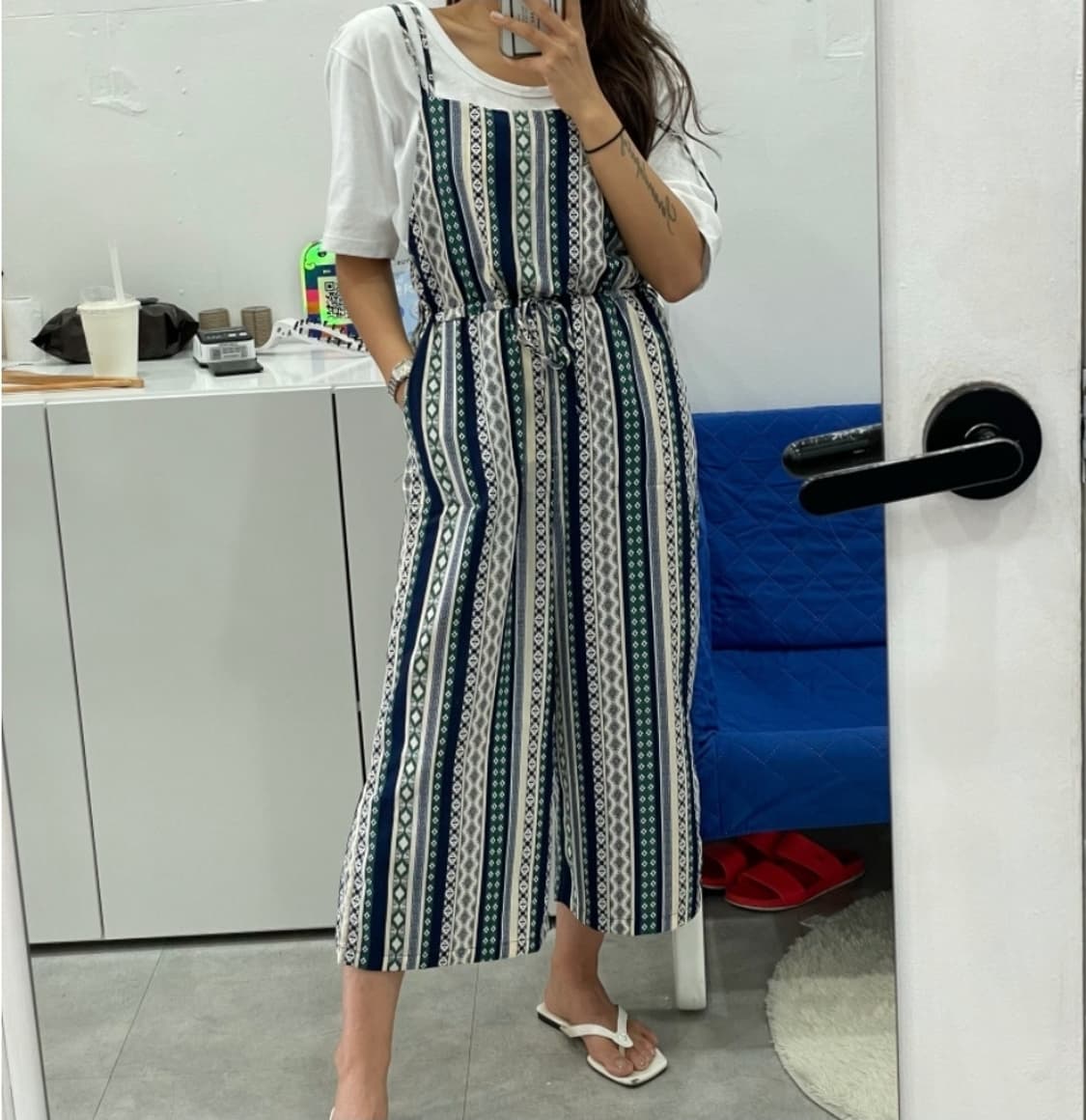 (66)여성 SOUP 끈 나시 와이드 오버롤 점프슈트 여름 상품이미지5