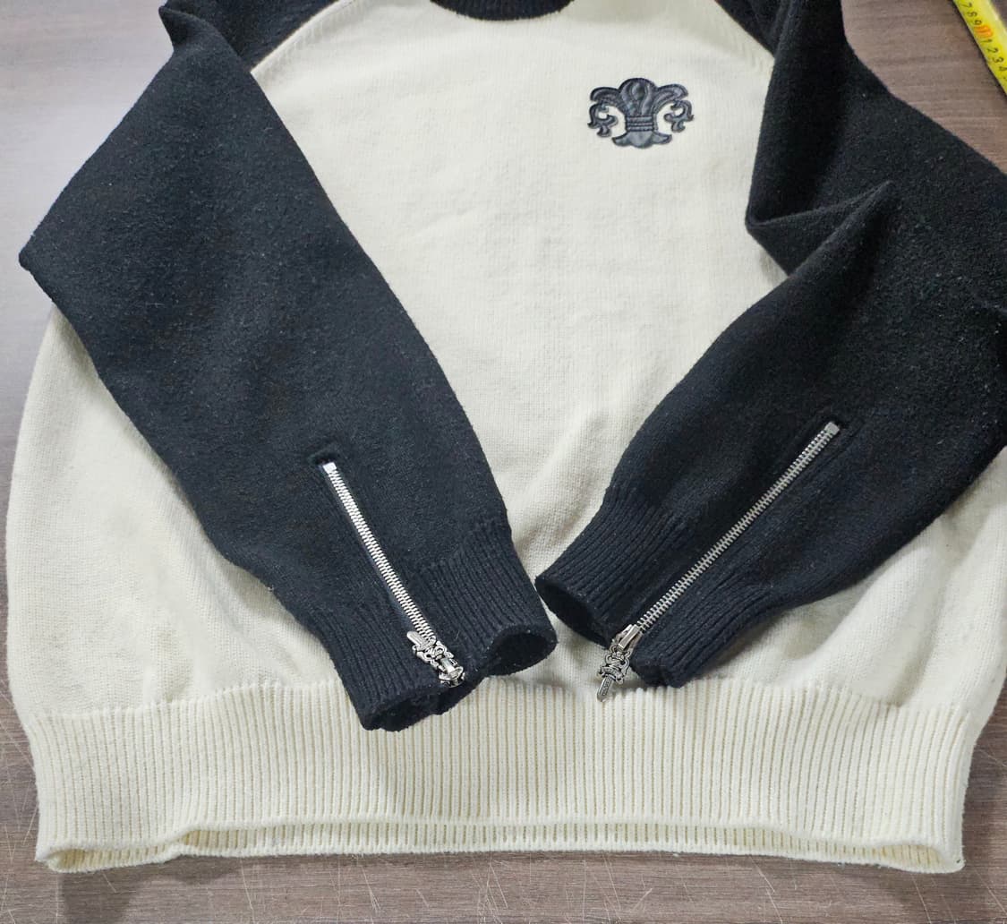 배색 블랙/아이보리 니트 스웨터 L 상품이미지5