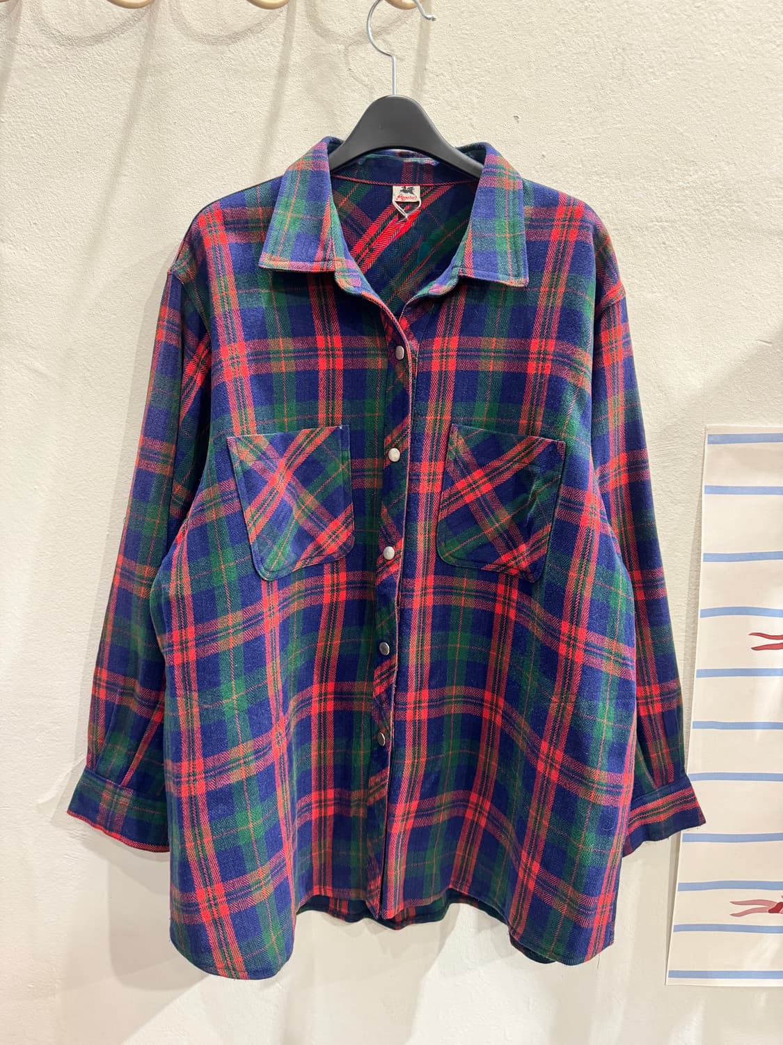 vintage 똑딱이 루즈핏 체크셔츠 상품이미지1