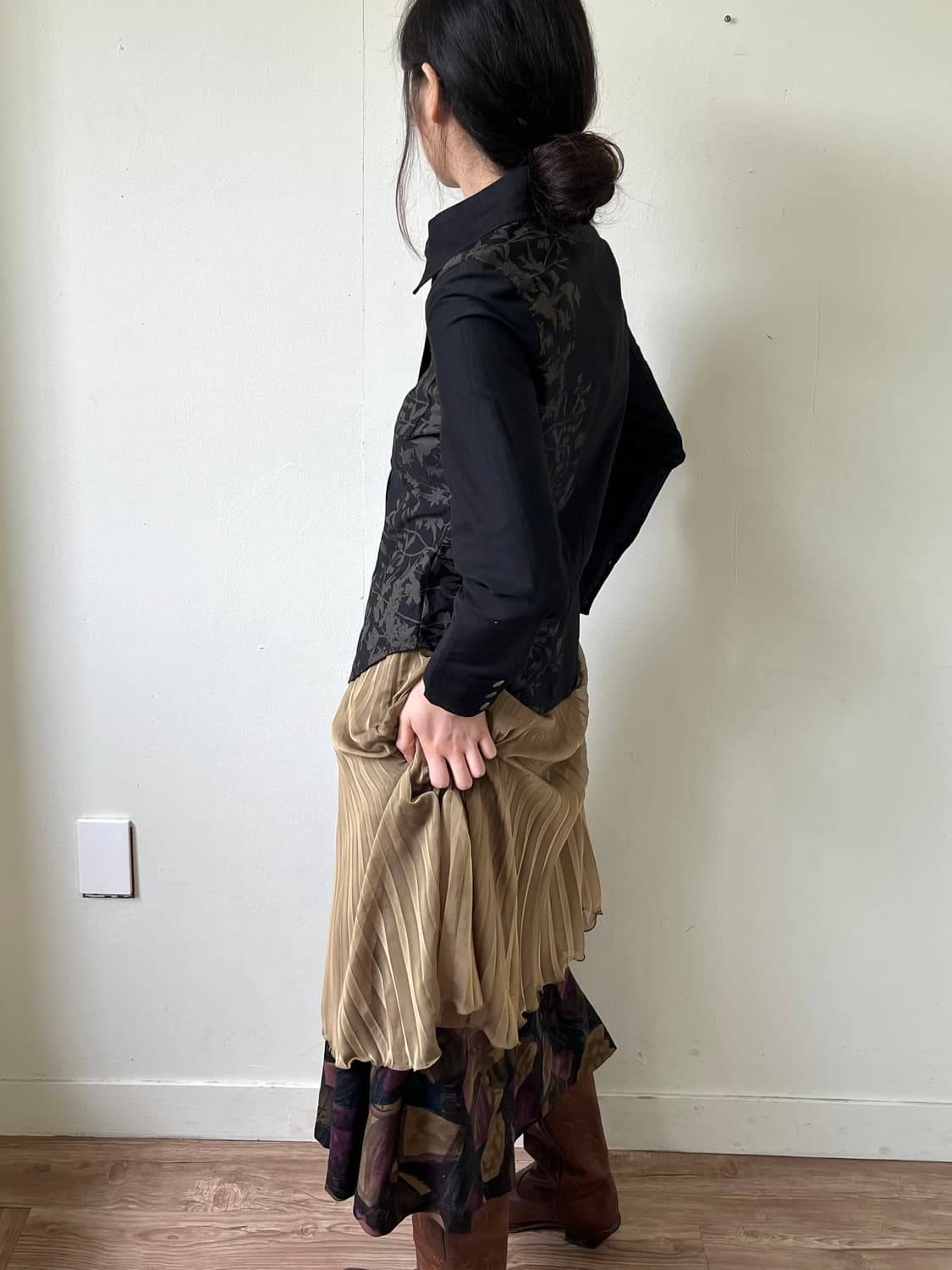 Miss chloe 아트 플라워 블랙 셔츠 자켓 상품이미지6