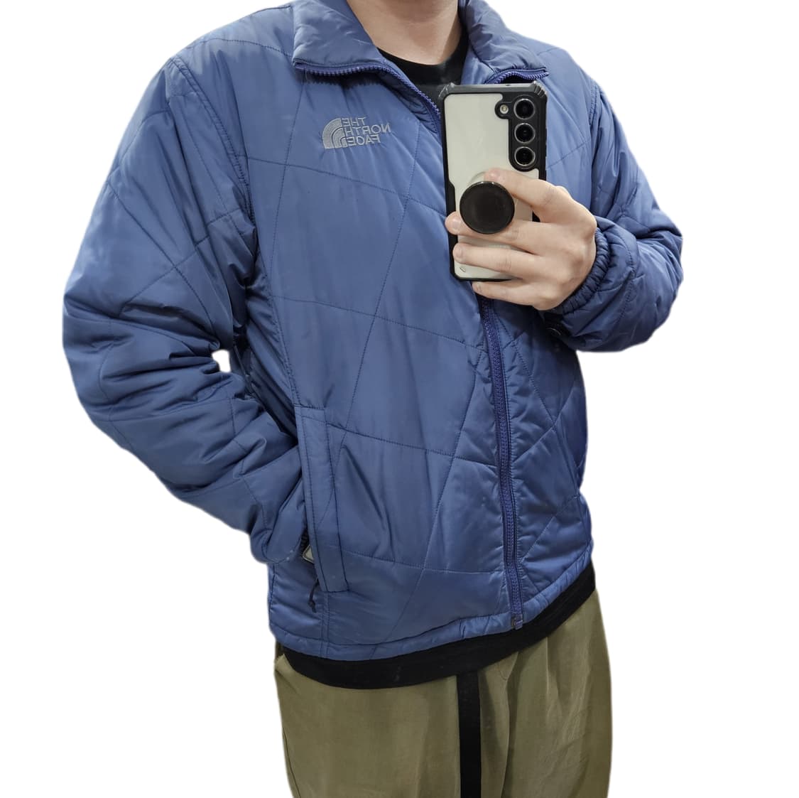 S 90-95) 노스페이스 퍼플 퀼팅 경량패딩 상품이미지1