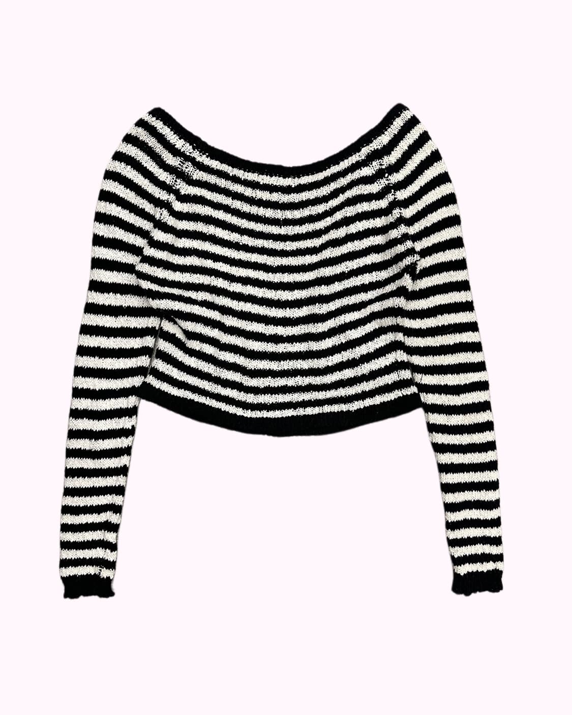 RIENDA stripe off-shoulder knit t-shirt 상품이미지4