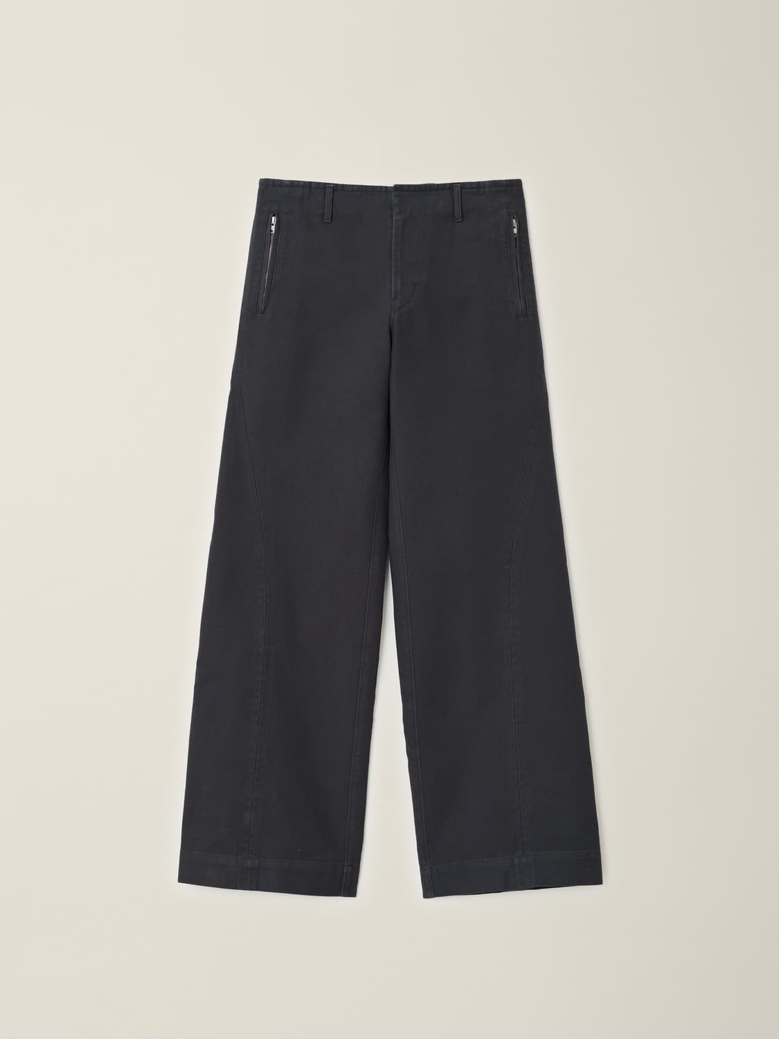 ÉÉ GARMENT DYED CURVED TROUSER BLACK 상품이미지2
