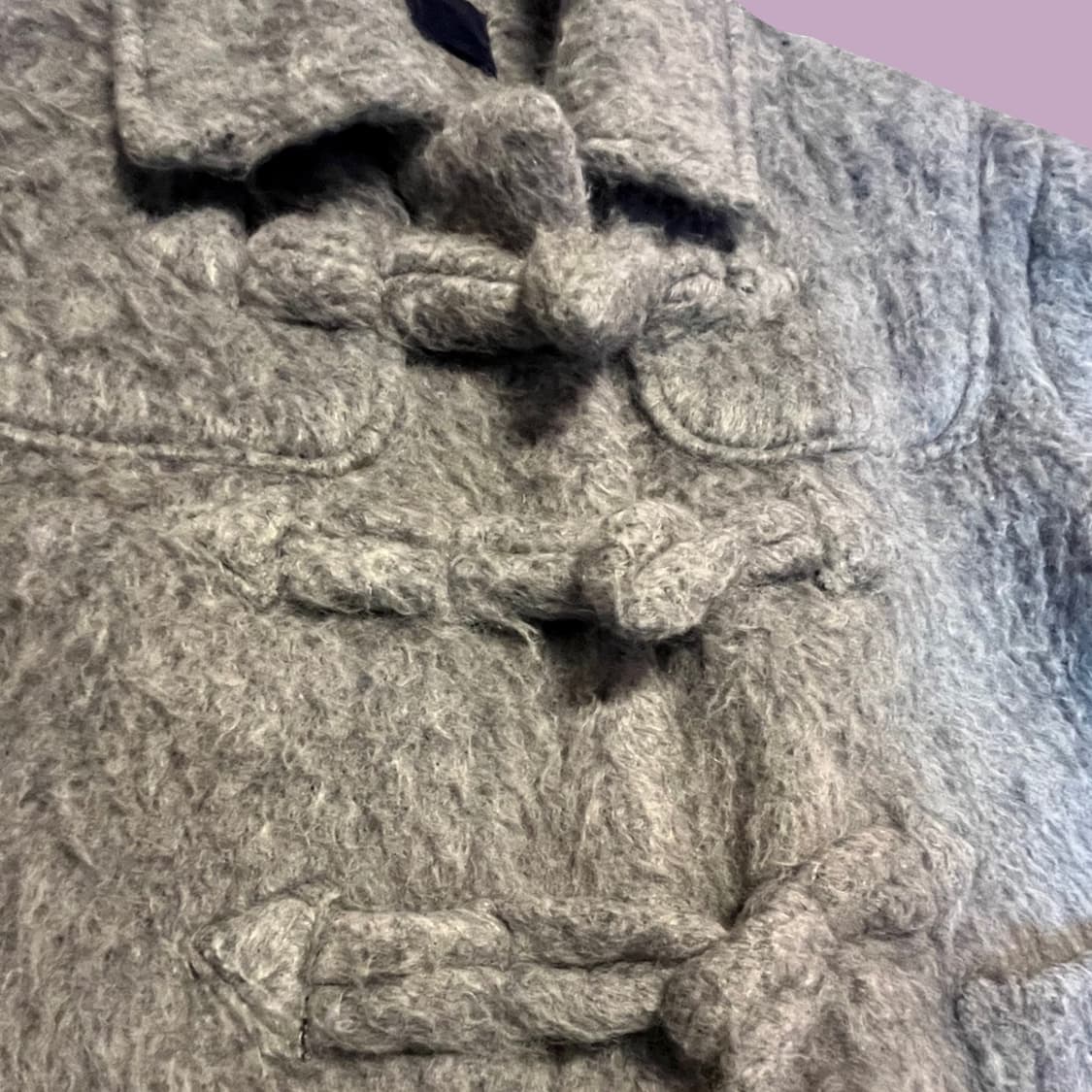 헤어리 그레이 숏 더플코트 상품이미지5