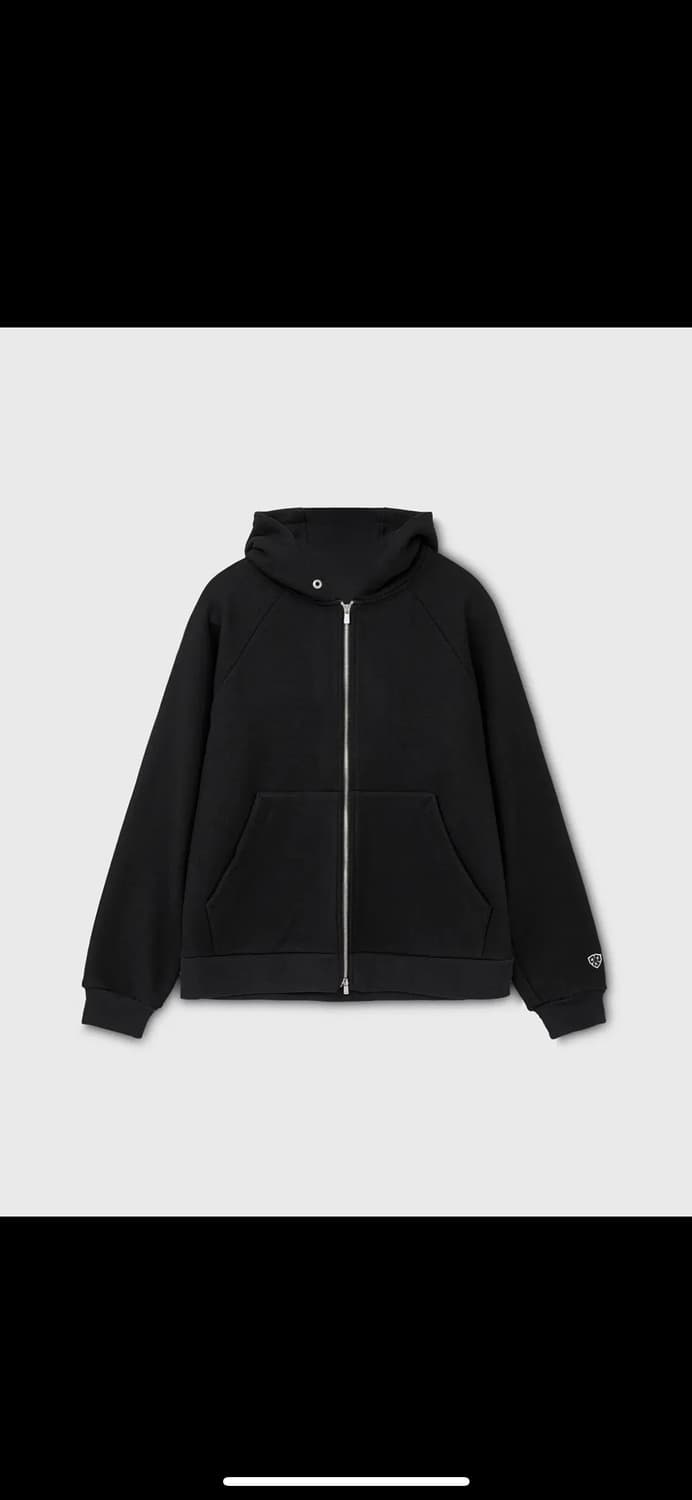 헤리티지플로스 메리노울 후드 집업 (집업 후디) 미디움 블랙 새상품 상품이미지1