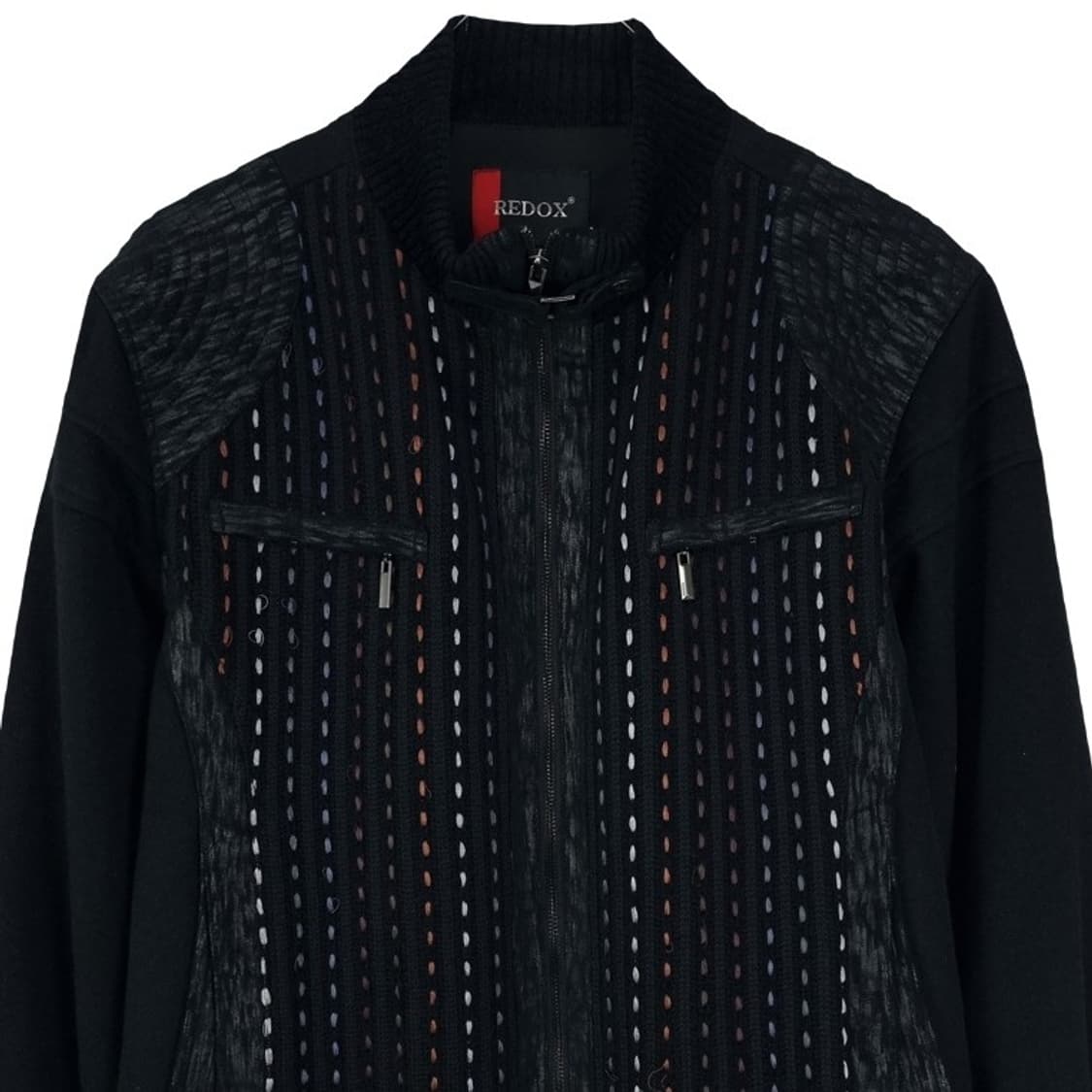 [레독스] 빈티지 패턴 니트 도킹 모직 자켓 블랙 M19107 상품이미지4