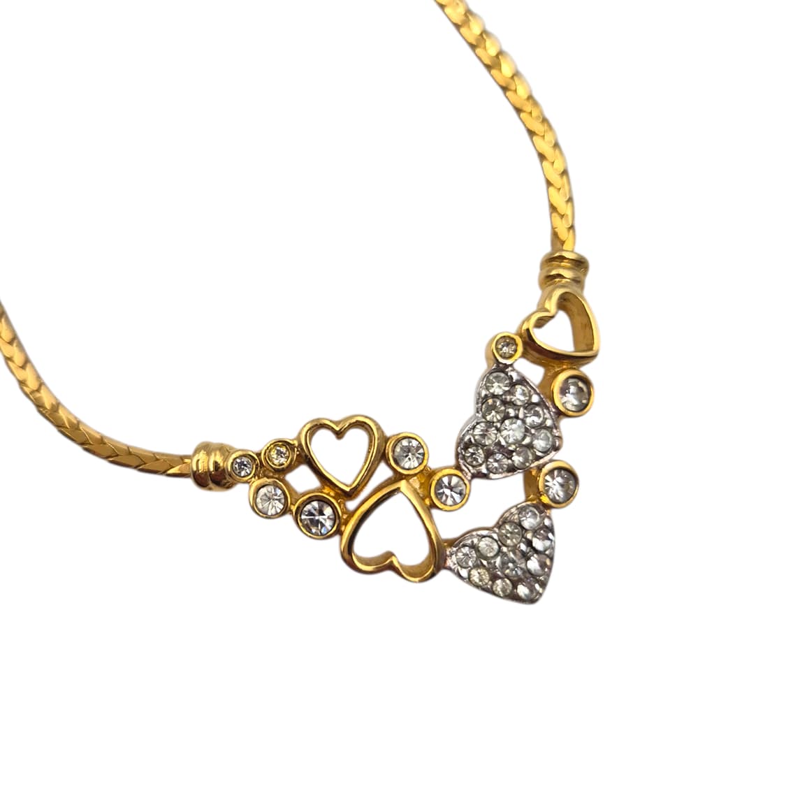 90s 프랑스 꾸레쥬 하트 물방울 크리스탈 초커 상품이미지1