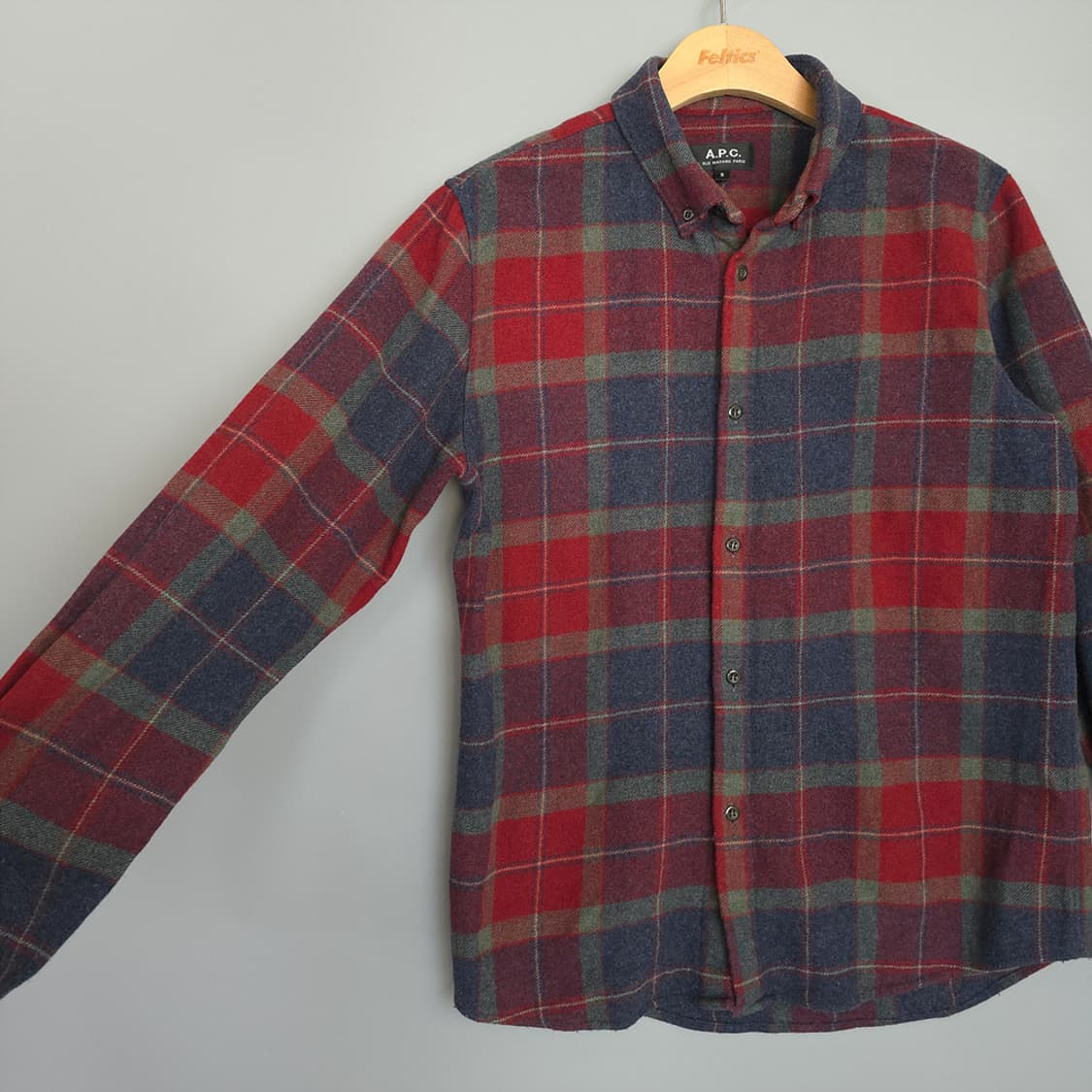 남성용 아페쎄 A.P.C. 울 혼방 체크셔츠 S 상품이미지2