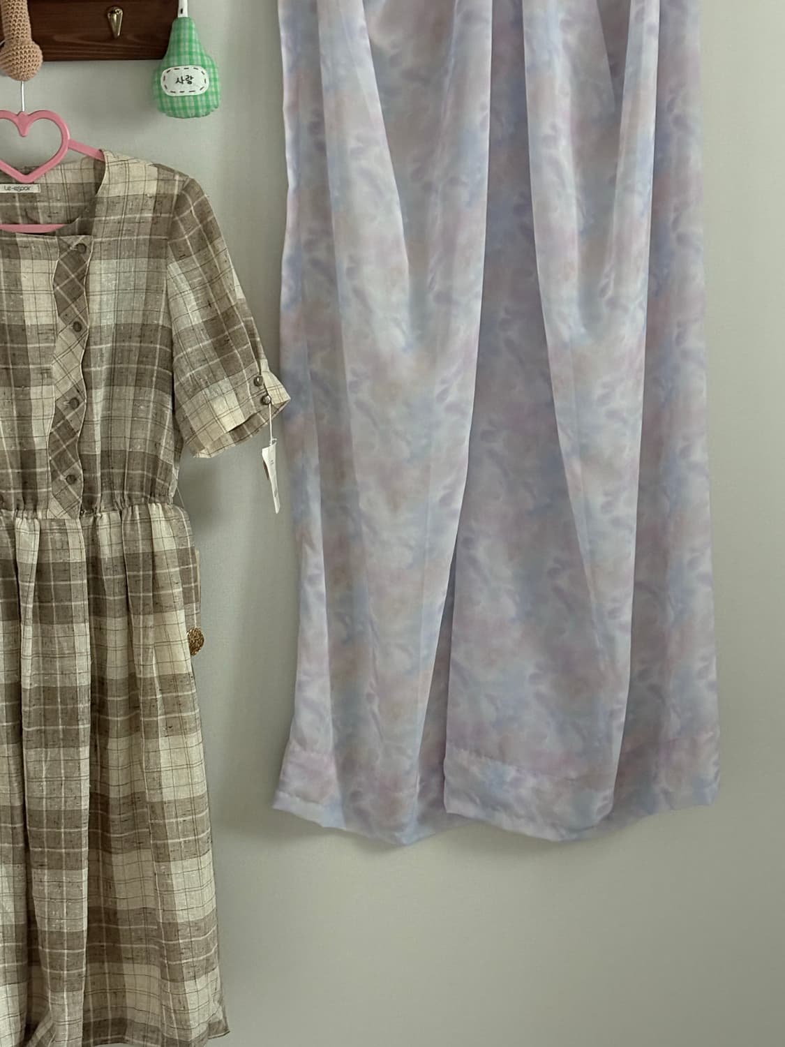 베이지 체크 원피스 상품이미지2