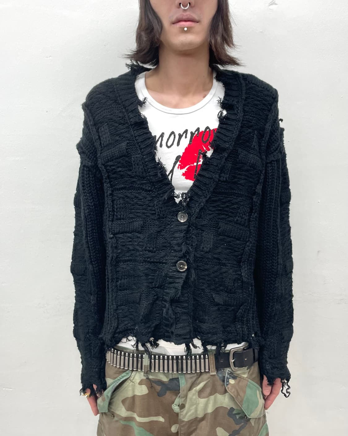 Damage Patchwork Black Cardigan  상품이미지1