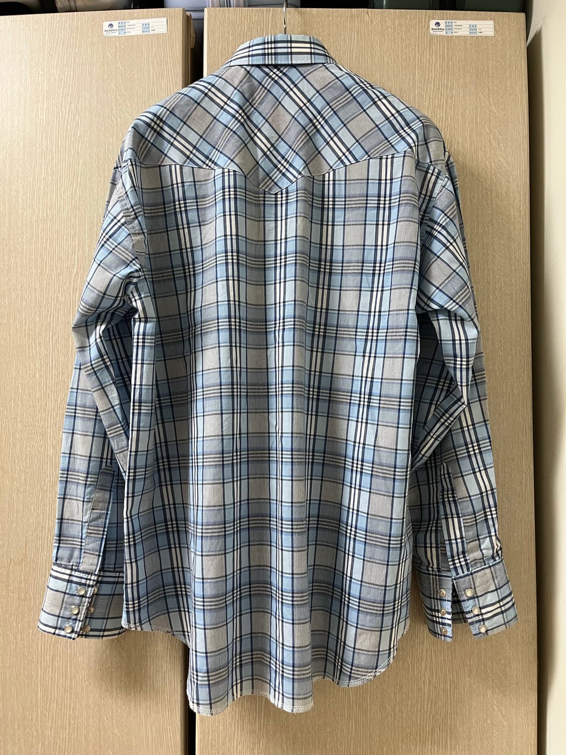 90s made in USA Wrangler 랭글러 웨스턴 체크 셔츠 상품이미지2