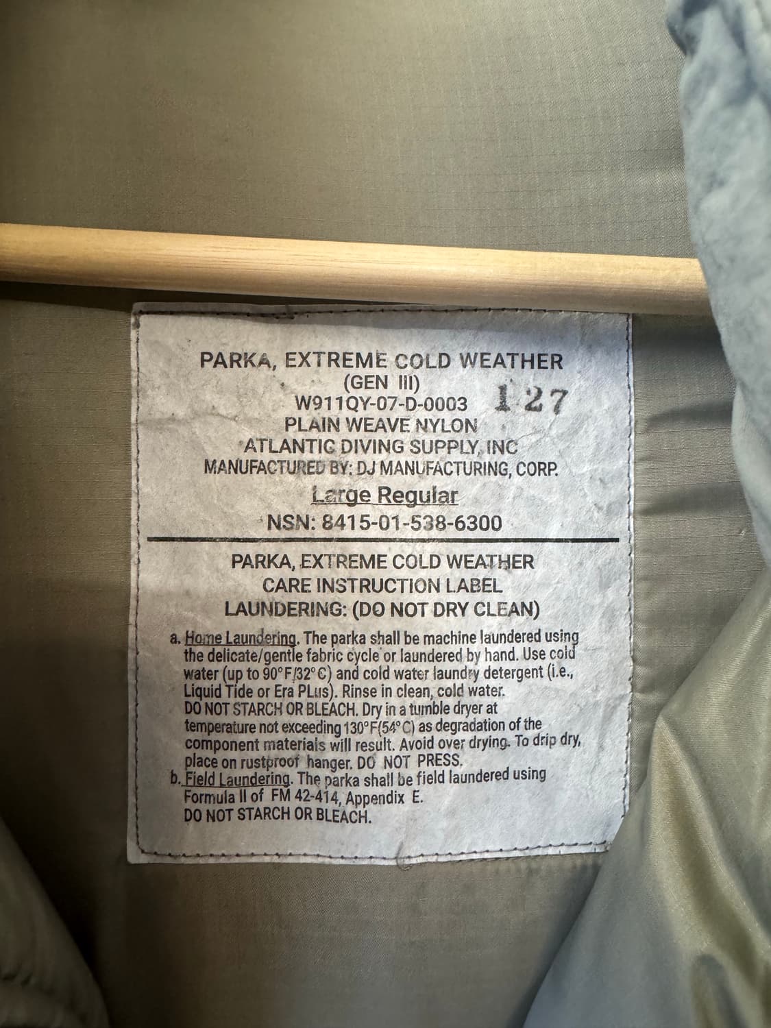 오리지널 밀리터리 프리마로프트 레벨7 파카 상품이미지3