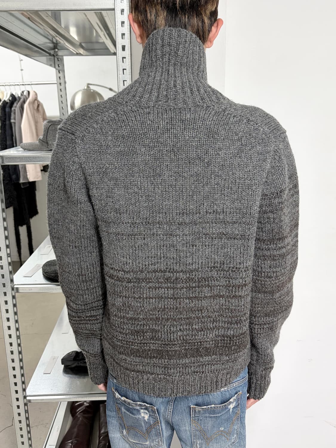 12fw 준야 와타나베 숄카라 니트 스웨터 상품이미지2