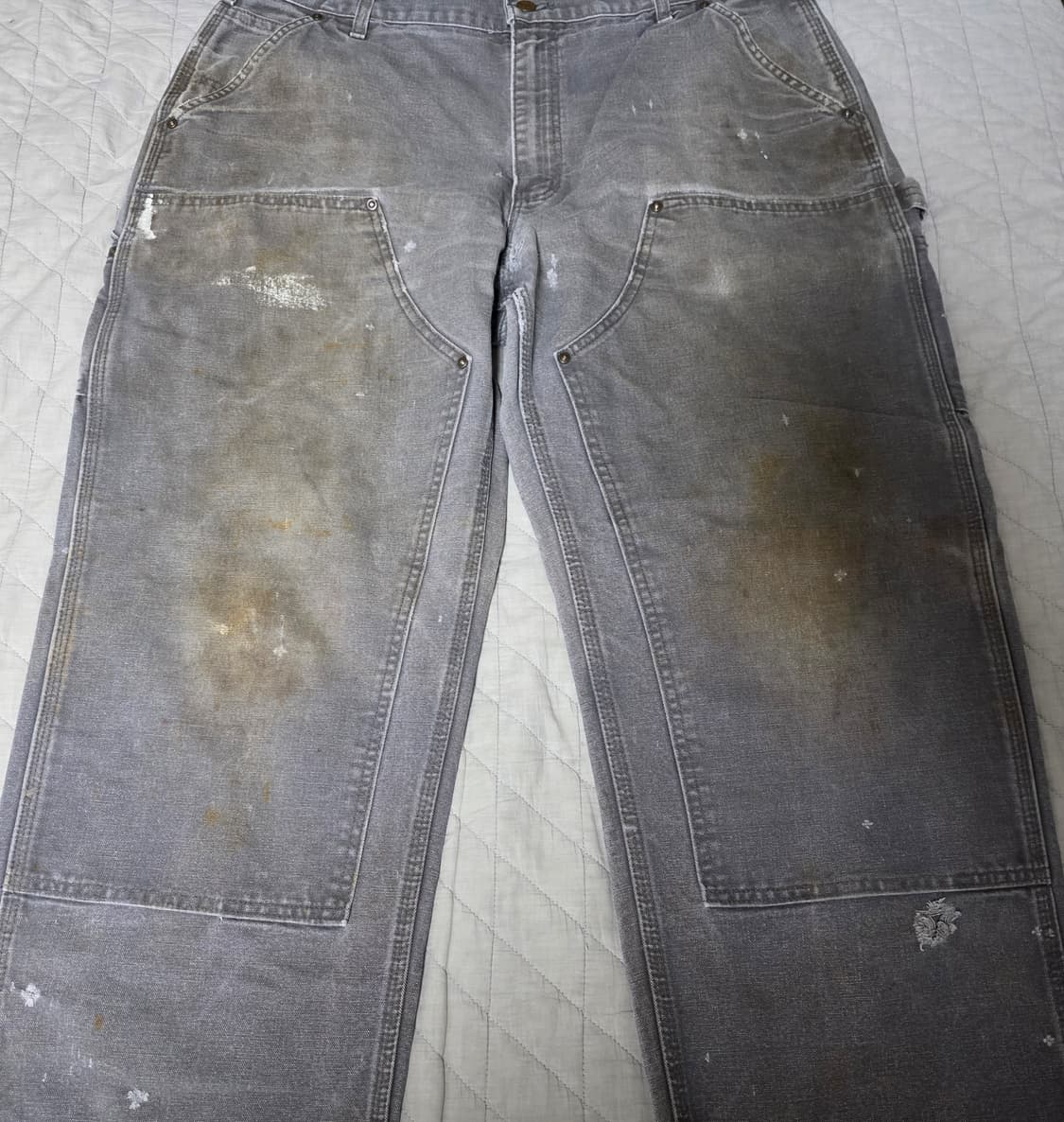 [38X30] 00s 칼하트 더블니 B136 GVL 트래쉬드 팬츠 G-1 상품이미지2