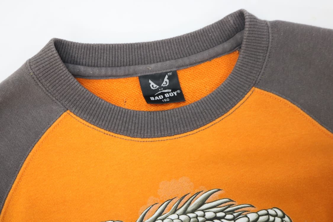 배드보이 빈티지 드래곤 그래픽 오렌지 배색 맨투맨 상품이미지4