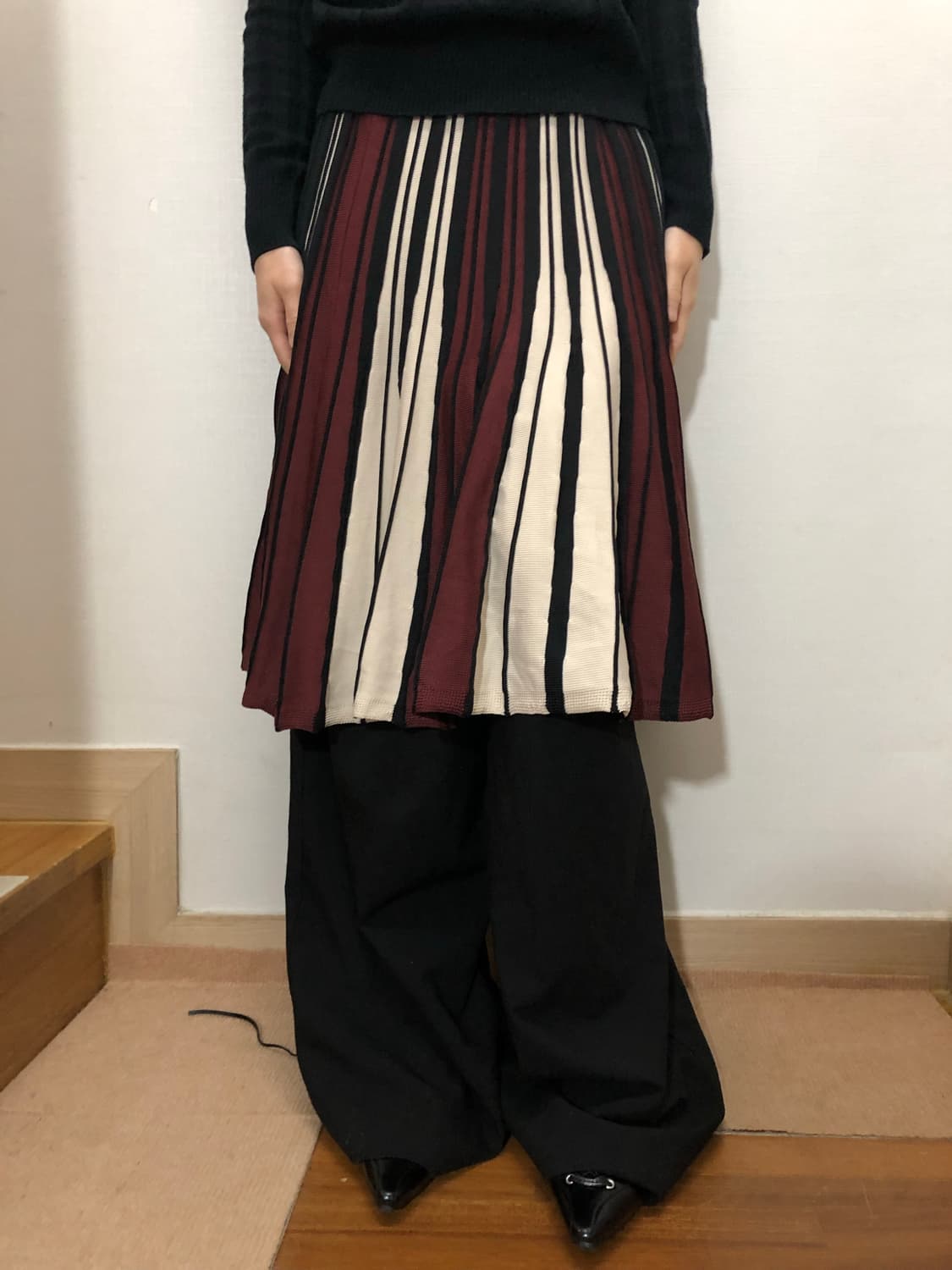빈티지 컬러 믹스 스트라이프 스커트 상품이미지5