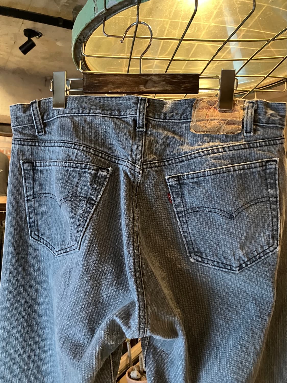 80s USA 빈티지 리바이스 501 블랙진 스트라이프 데님 팬츠 상품이미지6