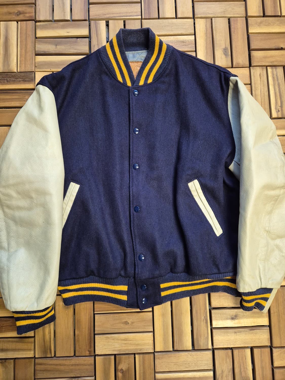 Golden Bear 골든베어 80s 울/레더 바시티 자켓 상품이미지1