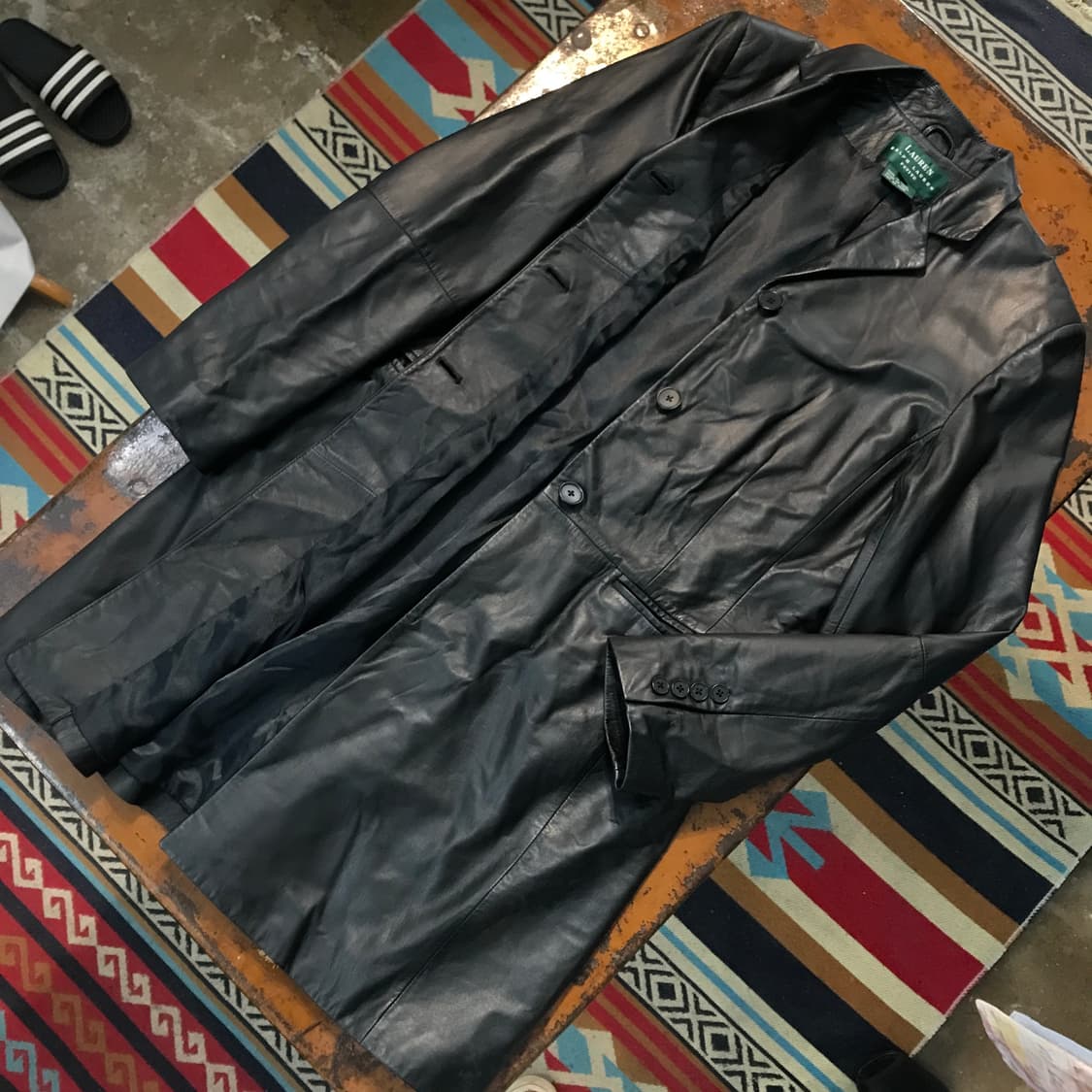 랄프로렌 그린라벨 3버튼 블랙 리얼 레더 양가죽 코트 자켓 여성 55 상품이미지4