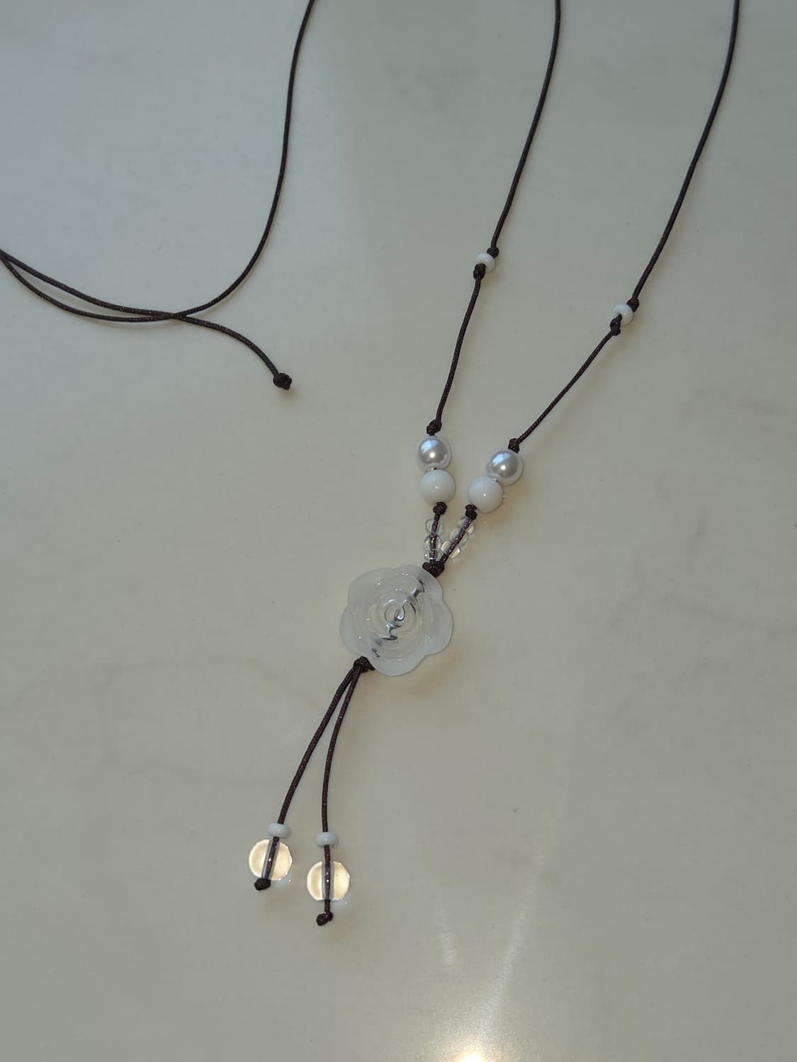 [Handmade] 얼음장미 비즈목걸이 상품이미지2