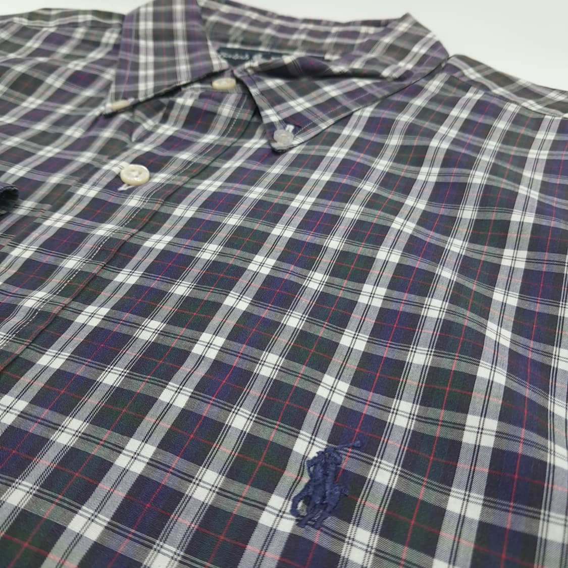 Co898 XL 폴로 랄프로렌 퍼플그린 스몰타탄체크 긴팔 셔츠 남방 상품이미지5