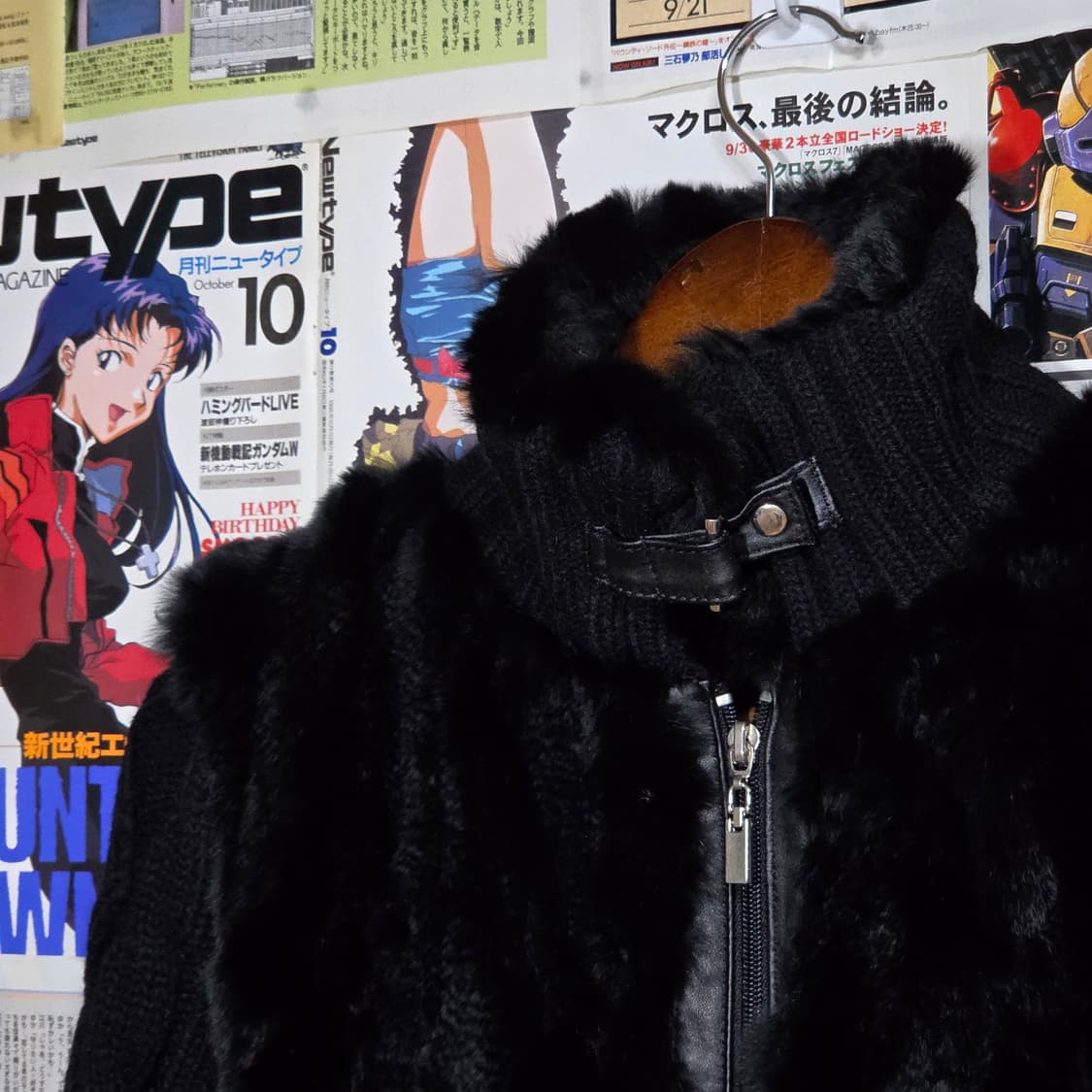 빈티지 레빗 퍼 꽈배기 니트 집업 자켓 상품이미지3