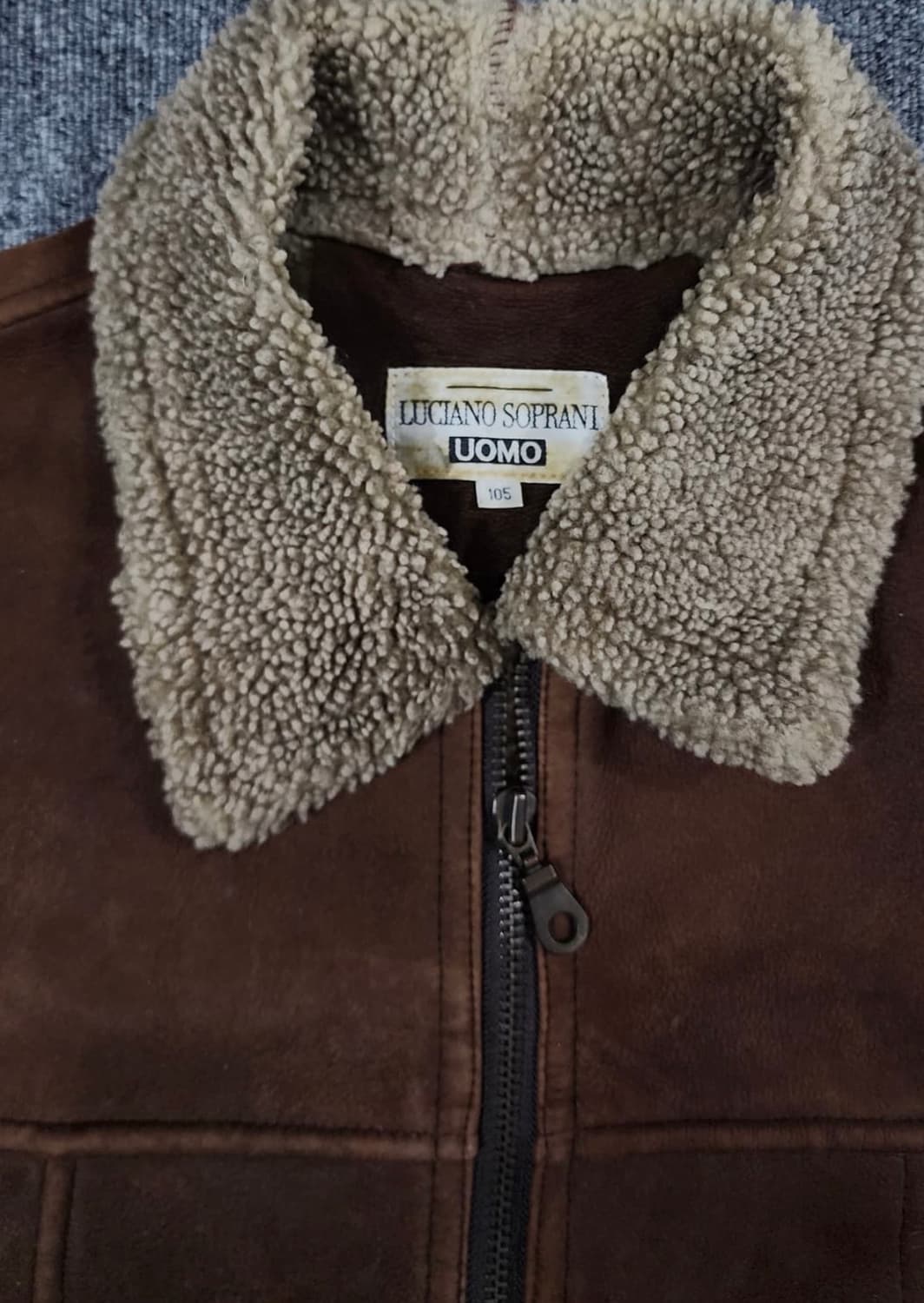 빈티지 루치아노 소프라니 양가죽 양털 세무 조끼 상품이미지4