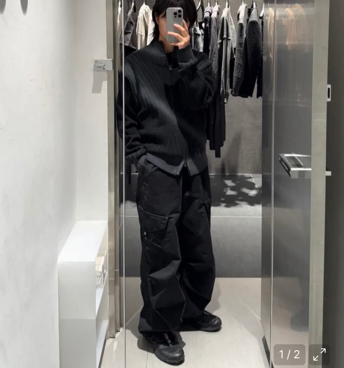 인사일런스 스프레이 워시드 집업 니트 BLACK L 사이즈 상품이미지3