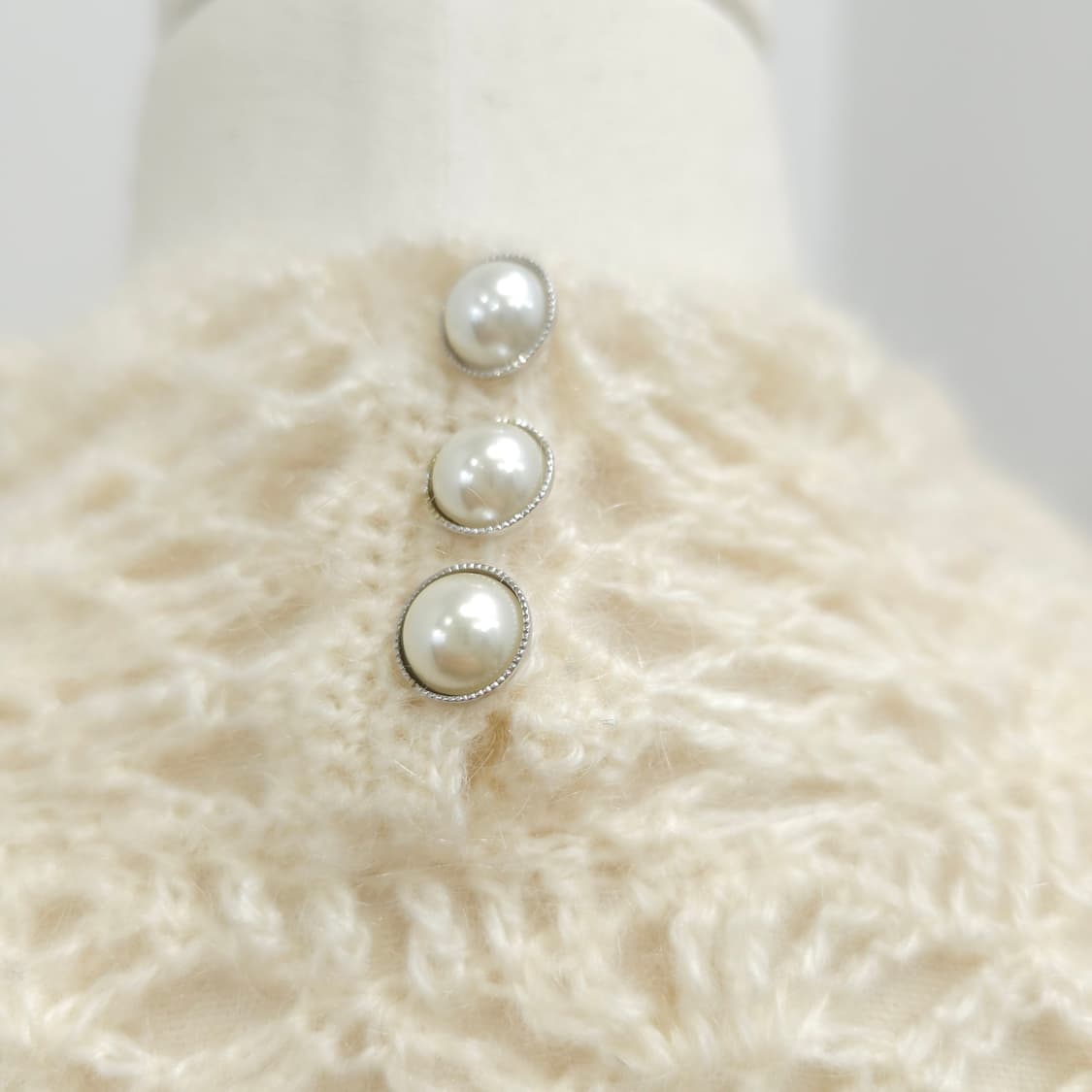 아이보리 레이스 모헤어 진주장식 니트 상품이미지10