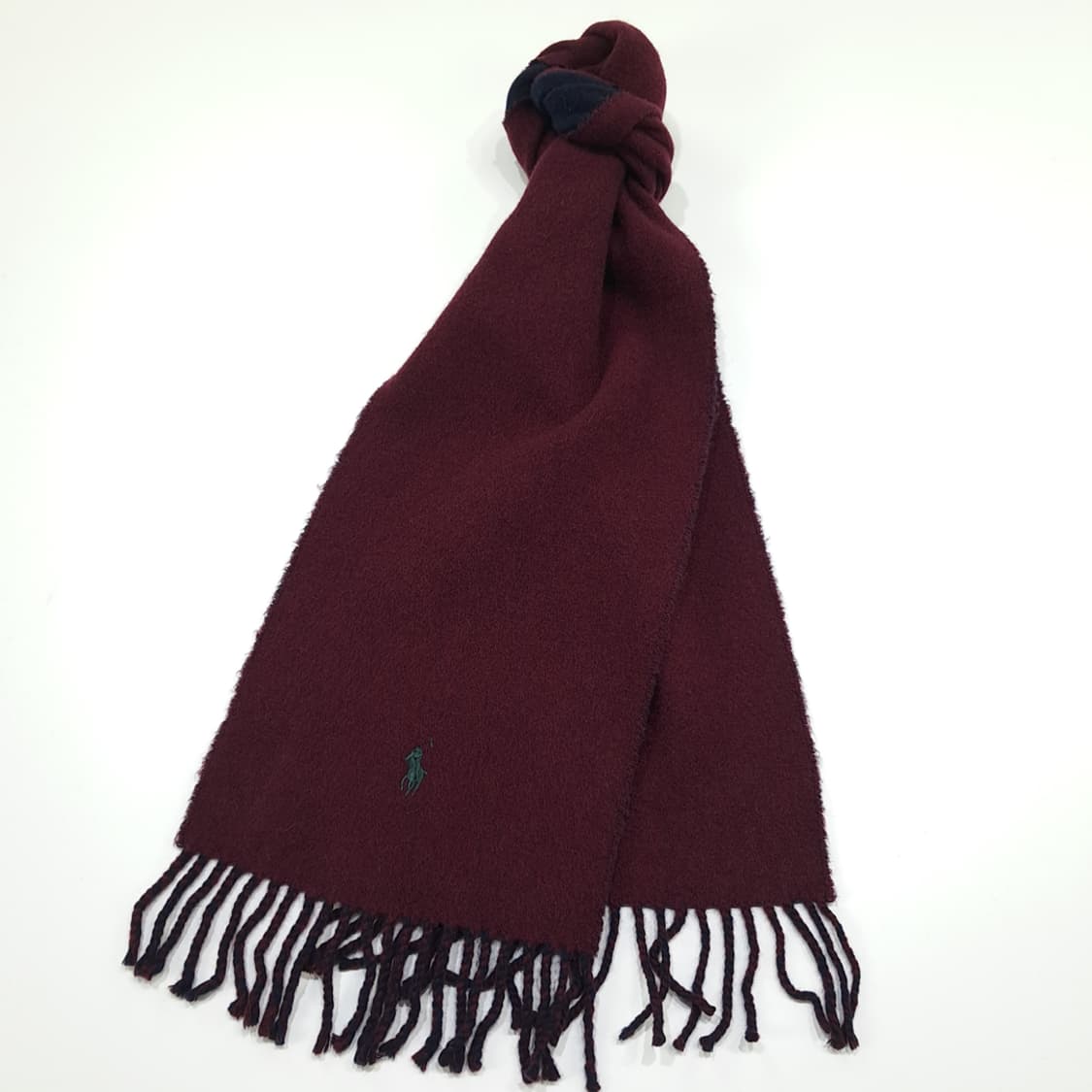MX348 폴로 랄프로렌 버건디 네이비 양면 버진울 목도리 머플러 상품이미지2