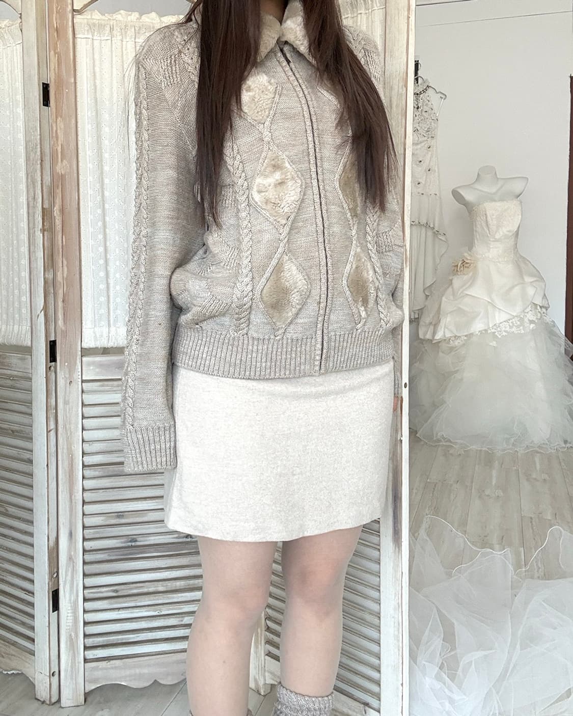Cosy light beige wool skirt 상품이미지8