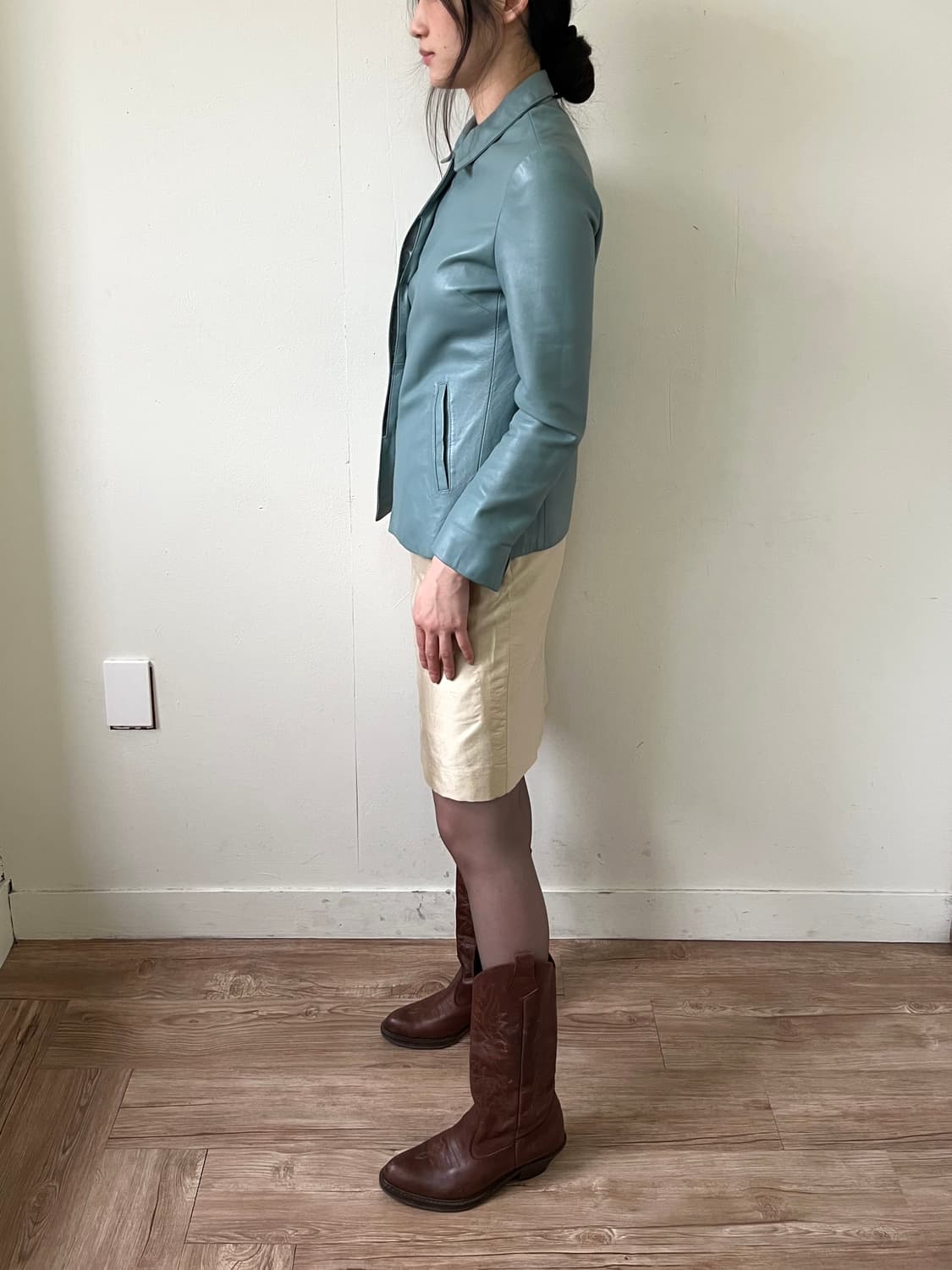 lnstinct 스카이블루 레더 자켓 상품이미지9