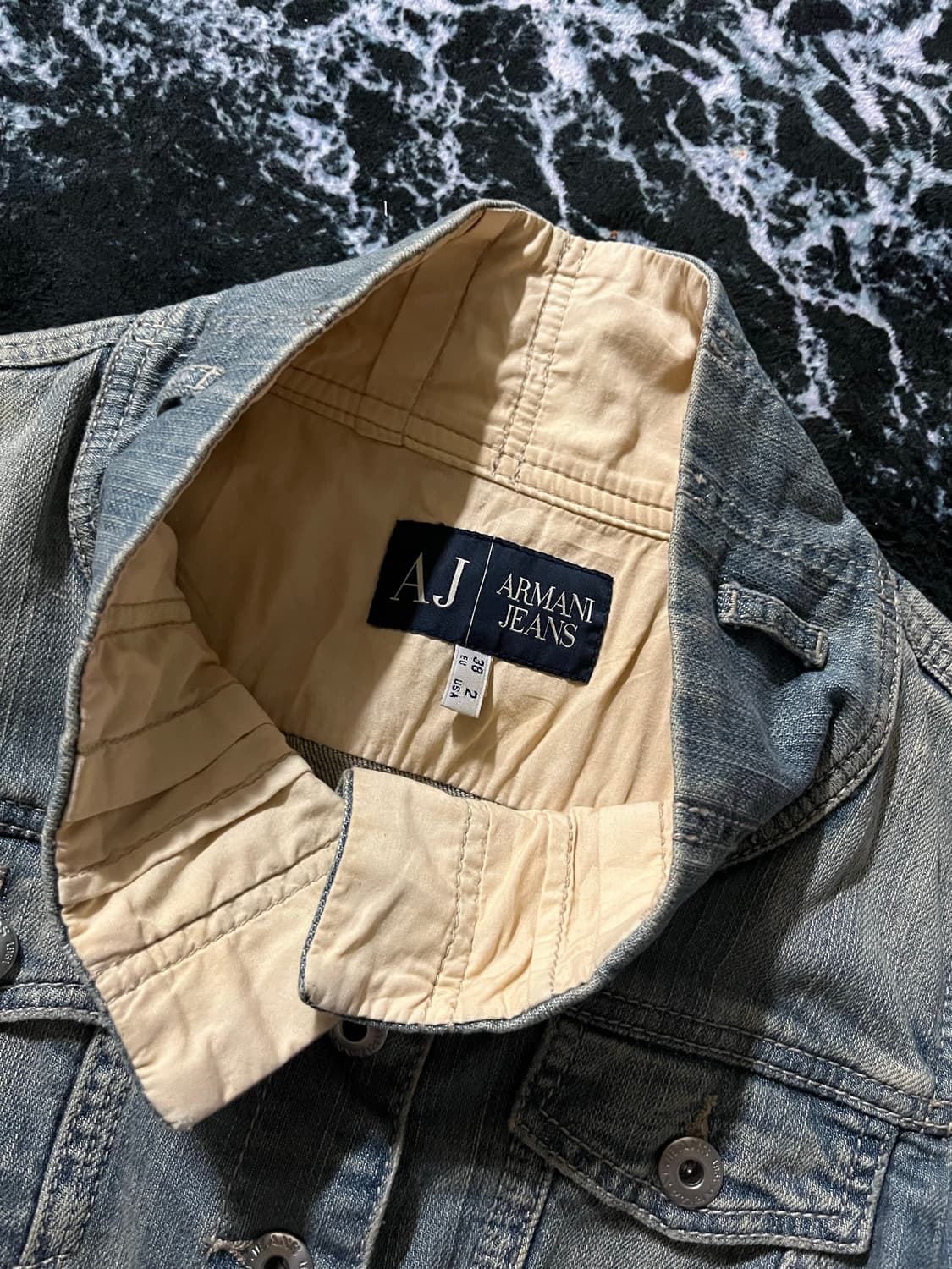 아르마니진 하이넥 워싱 청자켓 상품이미지3