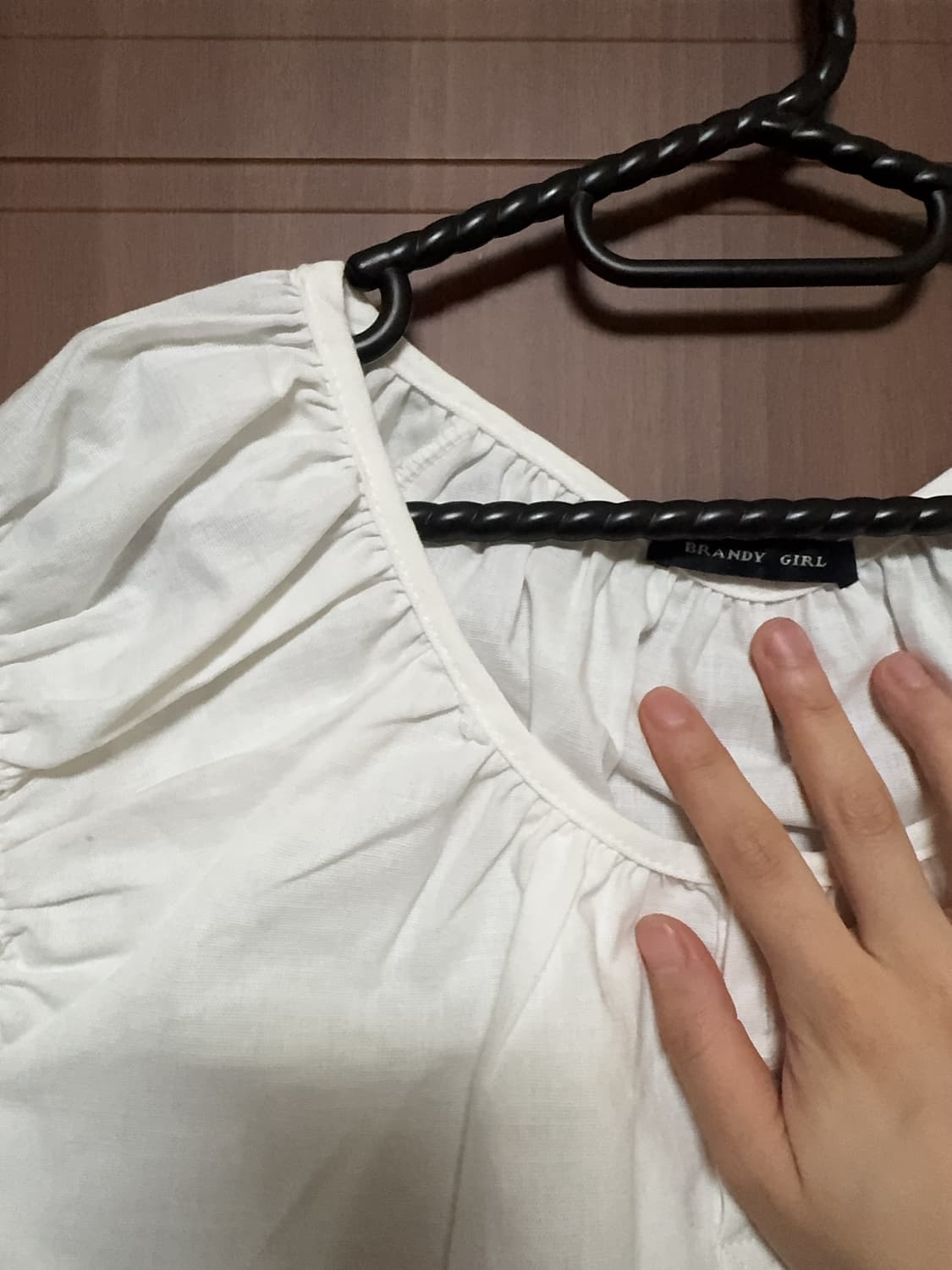 무나) 빈티지 에이블리 쉬인 모리걸 퍼프 소매 반팔 블라우스 상품이미지4