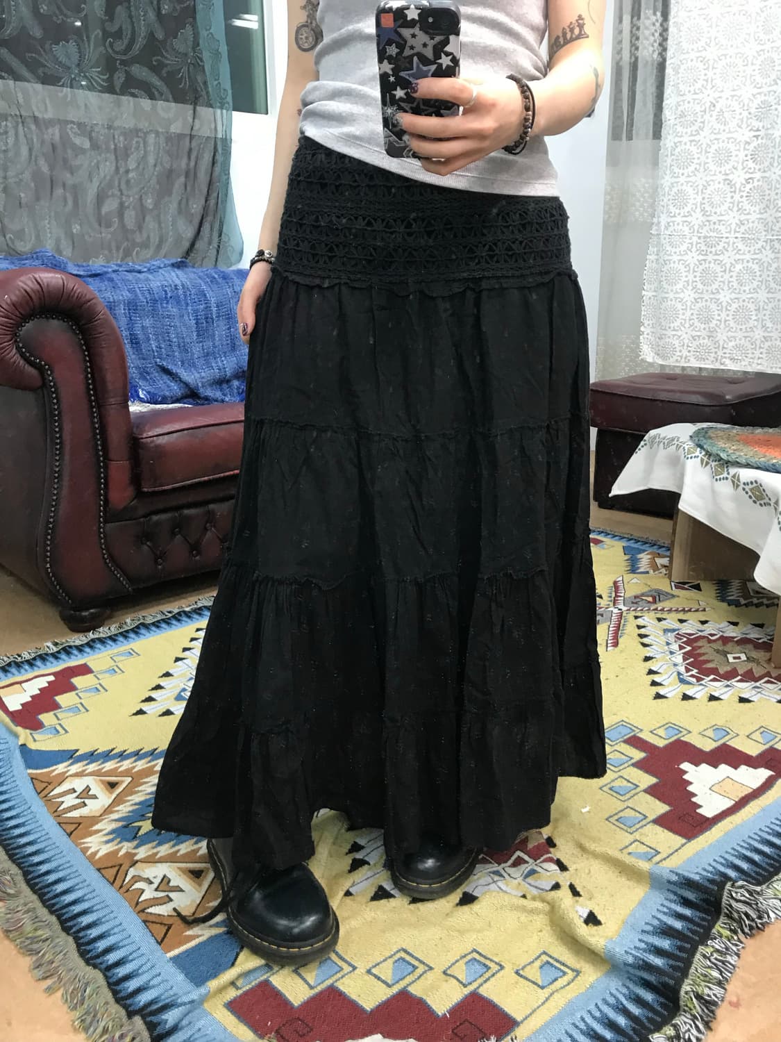 빈티지 여성 디테일 블랙 캉캉스커트 (Z1008) 상품이미지1