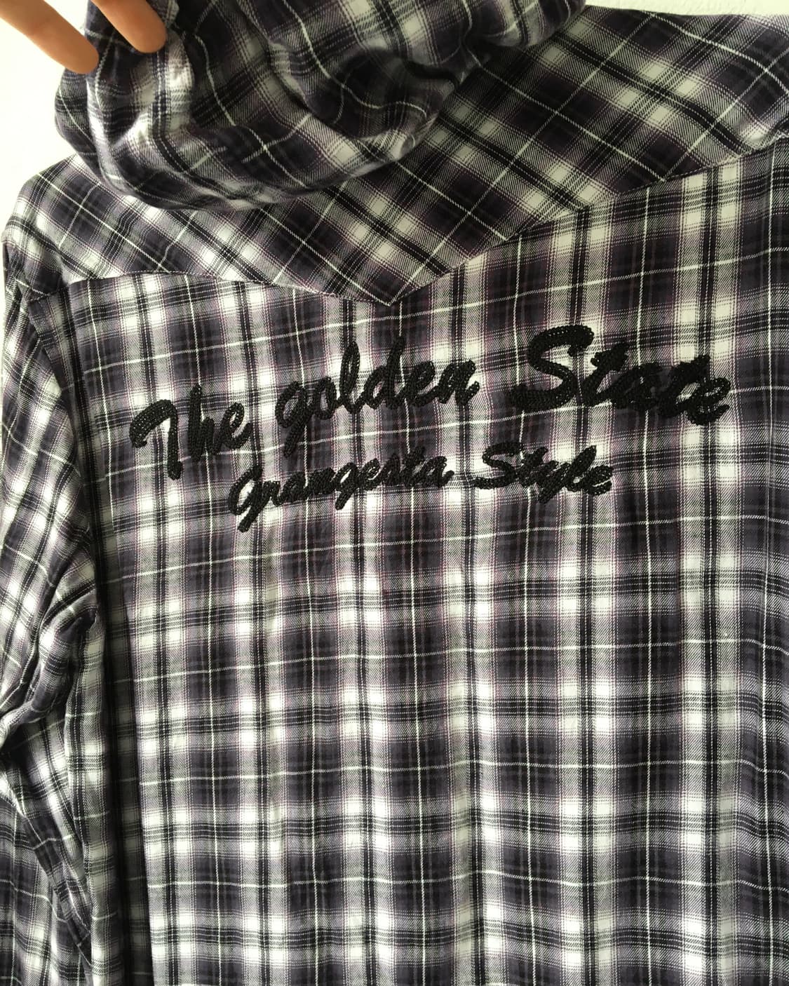 Purple check pattern hood shirt 상품이미지4