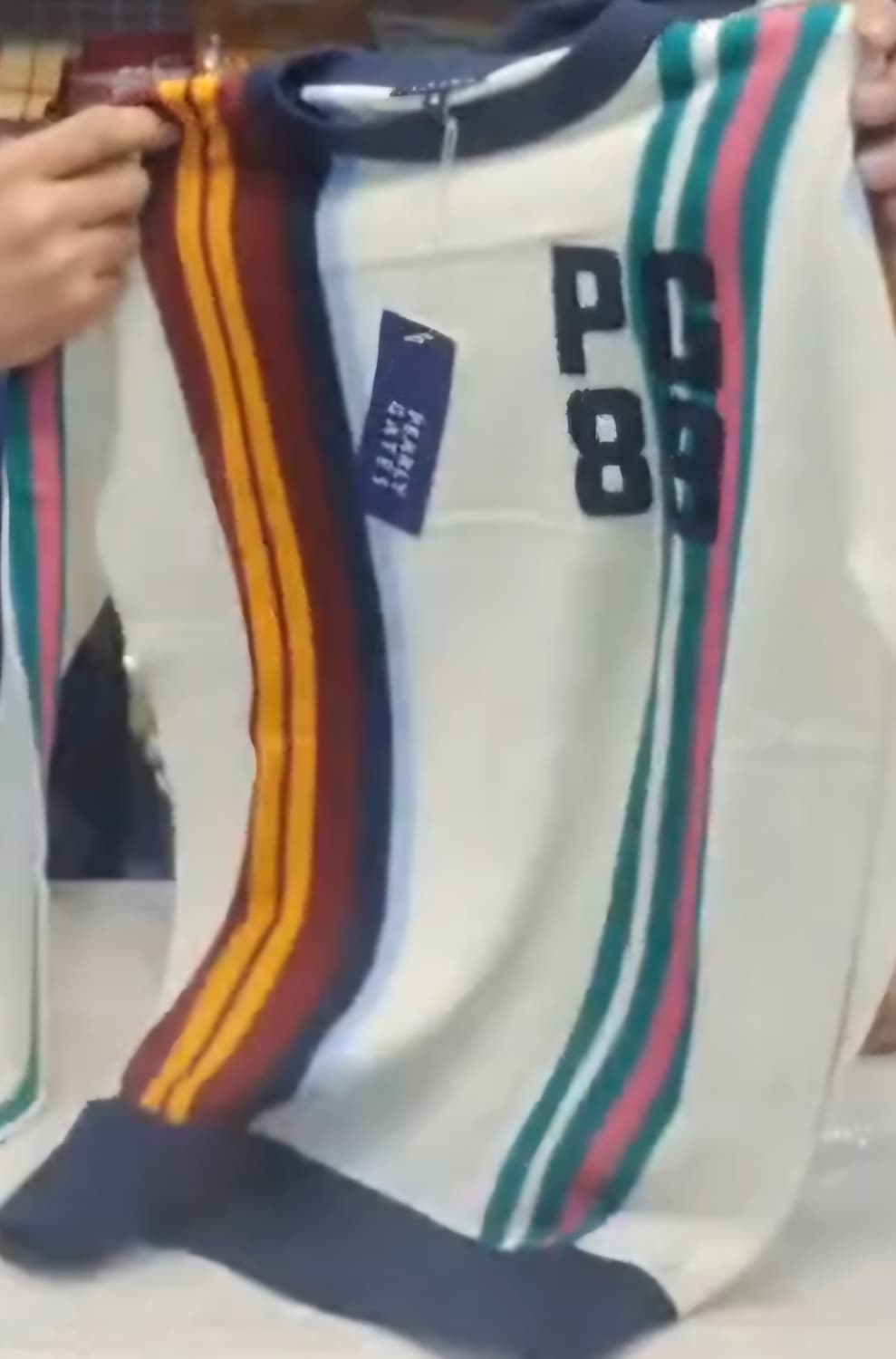 정품)파리게이츠남성 스트라이프로고니트100새상품미개봉 상품이미지2